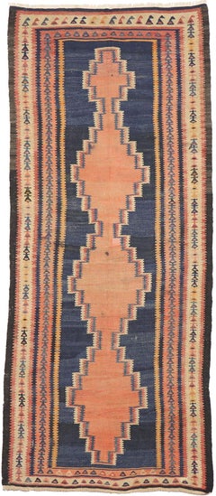 Vintage Persian Bijar Kilim Rug, Modern Desert Chic Meets Tribal Enchantment 