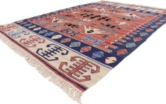 Vintage Persian Bijar Kilim Rug, Tribal Enchantment Meets Boho Gypset Style