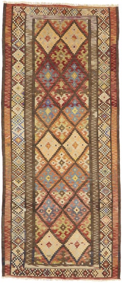 Vintage Persian Bijar Kilim Rug, Tribal Enchantment Meets Modern Desert Chic