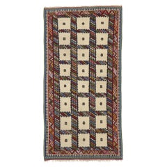 Persischer Bijar-Kelim-Teppich im Vintage-Stil, Stammeskunst-Enchantment trifft Nomaden-Charm