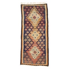 Vintage Persian Bijar Kilim Rug, Tribal Enchantment Meets Southwest Desert Chic