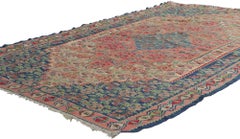 Vintage Persian Bijar Kilim Rug with Cottage Style
