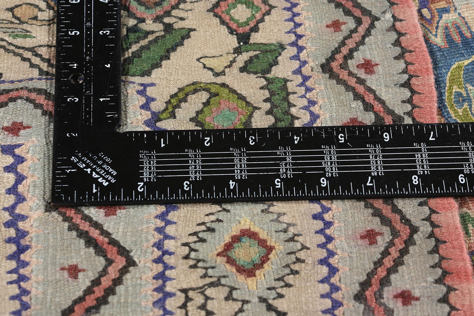 Alfombra Persa Vintage Bijar Kilim Floral, Alfombra Bidjar de Tejido Plano Lana en venta