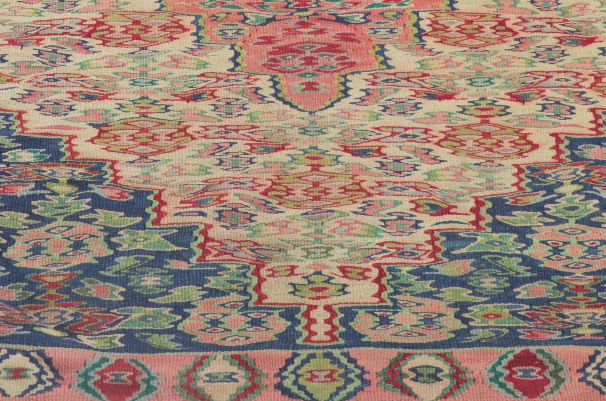 Wool Vintage Persian Bijar Kilim Rug with Cottage Style For Sale