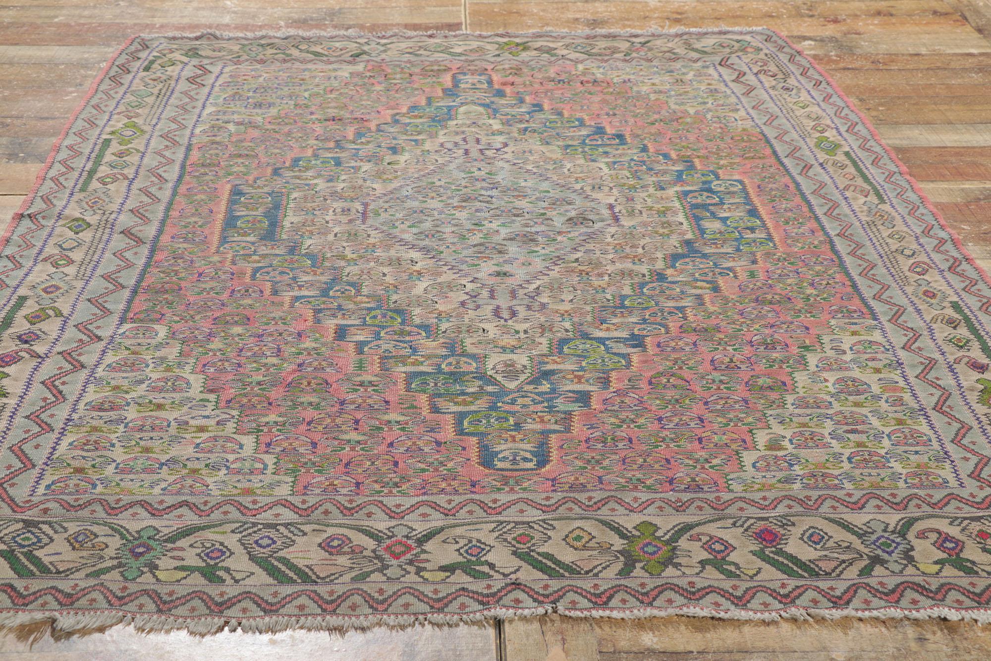 Persischer Bijar-Kelim-Teppich im Landhausstil (Wolle) im Angebot