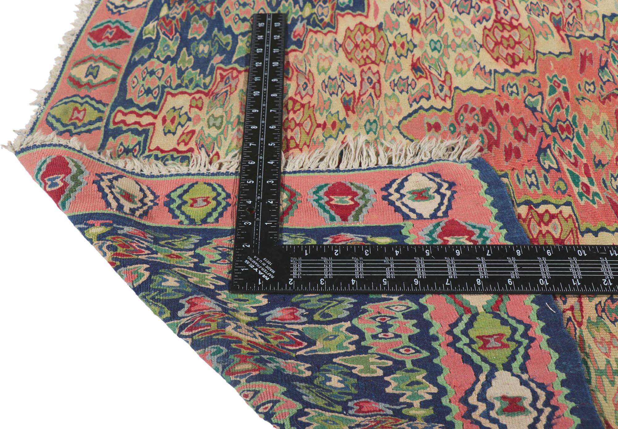 Vintage Persian Bijar Kilim Rug with Cottage Style For Sale 3