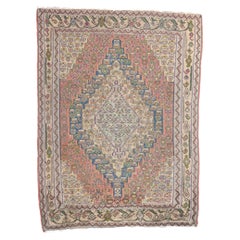 Vintage Persian Floral Bijar Kilim Rug, Bidjar Flatweave Carpet
