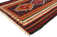 Vintage Persian Bijar Kilim Rug with Modern Northwestern Tribal Style