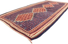 Vintage Persian Bijar Kilim Rug, Nomadic Charm Meets Tribal Enchantment