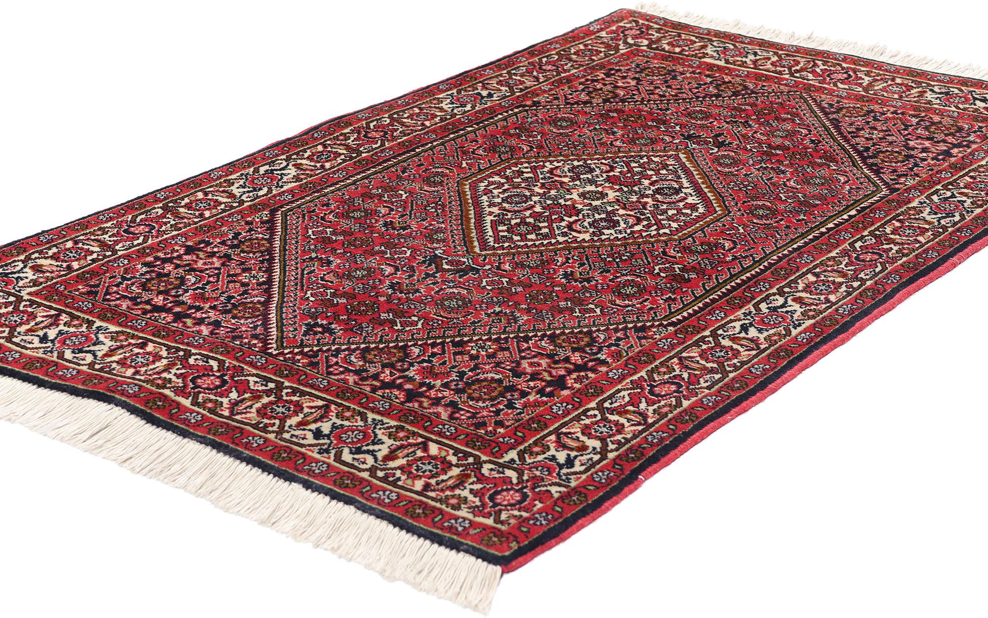 78958 Vintage Persian Bijar Rug, 02'08 x 04'06. This exquisite hand-knotted wool vintage Persian Bijar rug exemplifies the timeless allure and robust artistry characteristic of Bijar weavings, often hailed as the “Iron Rugs of Persia” for their
