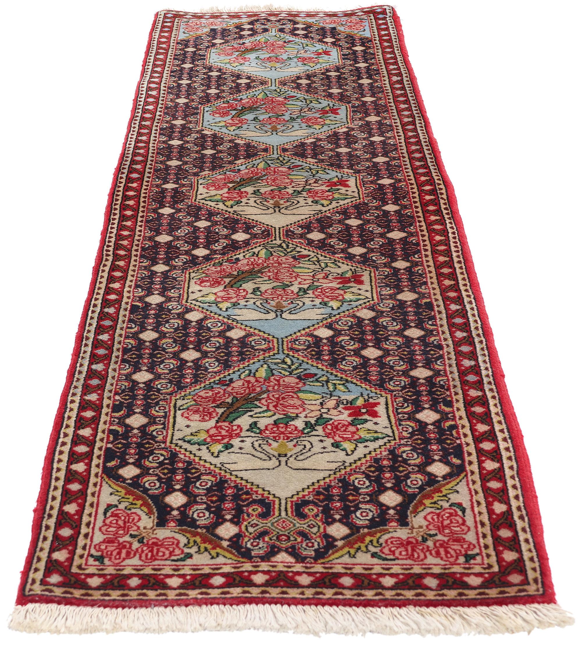Hand-Knotted Vintage Persian Bijar Rug, Sofreh Aghd Wedding Runner For Sale