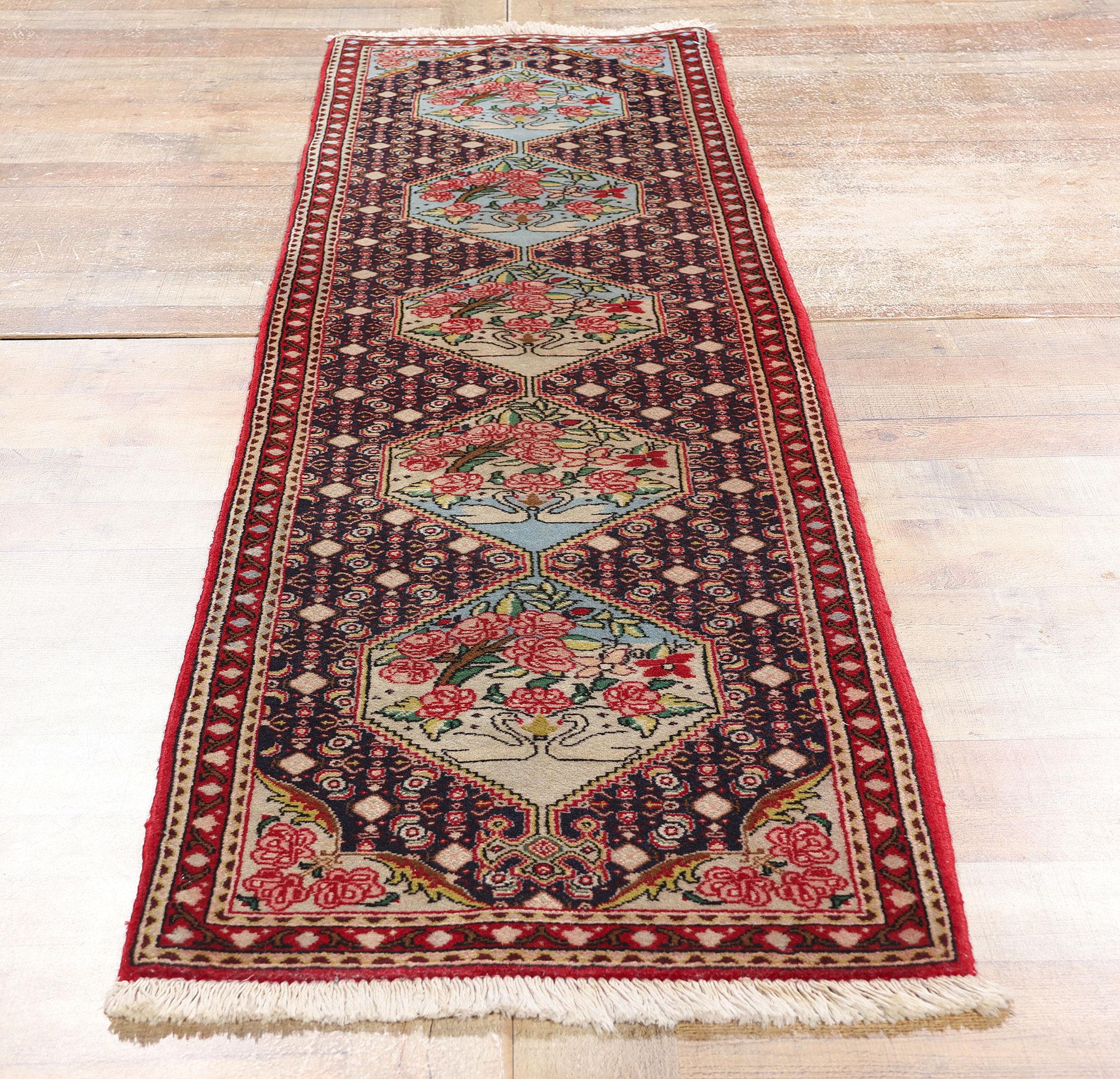 Vintage Persian Bijar Rug, Sofreh Aghd Wedding Runner In Good Condition For Sale In Dallas, TX