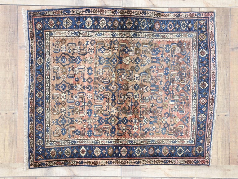 Vintage Persian Bijar Rug with French Provincial Farmhouse Style For