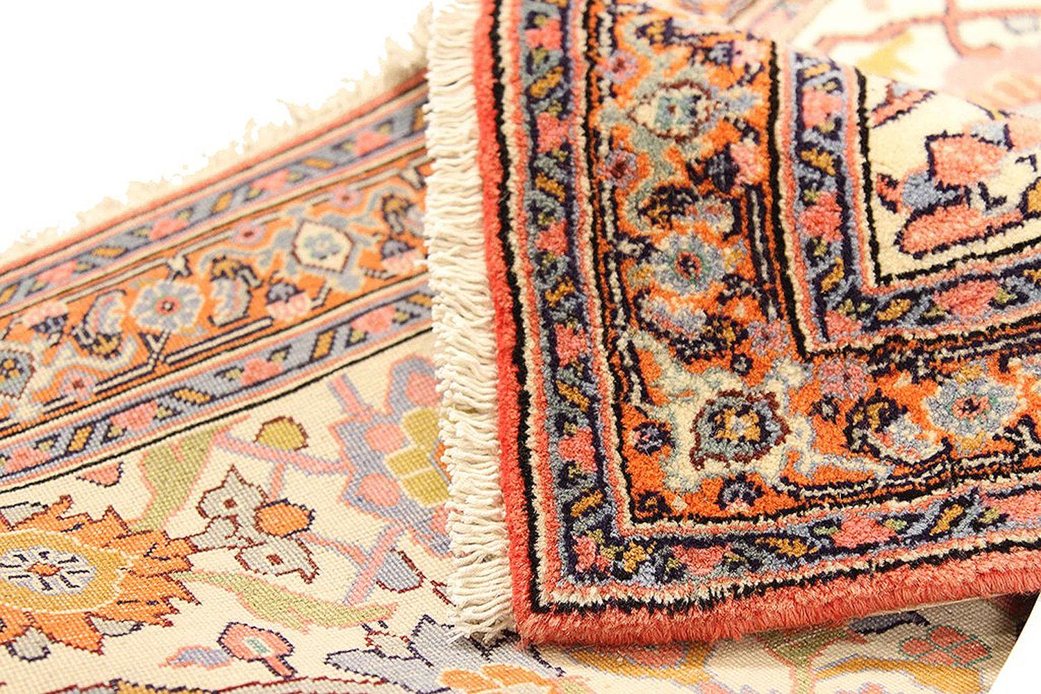 Tabriz Vintage Persian Bijar Runner Rug with Pink and Gray Floral Patterns For Sale