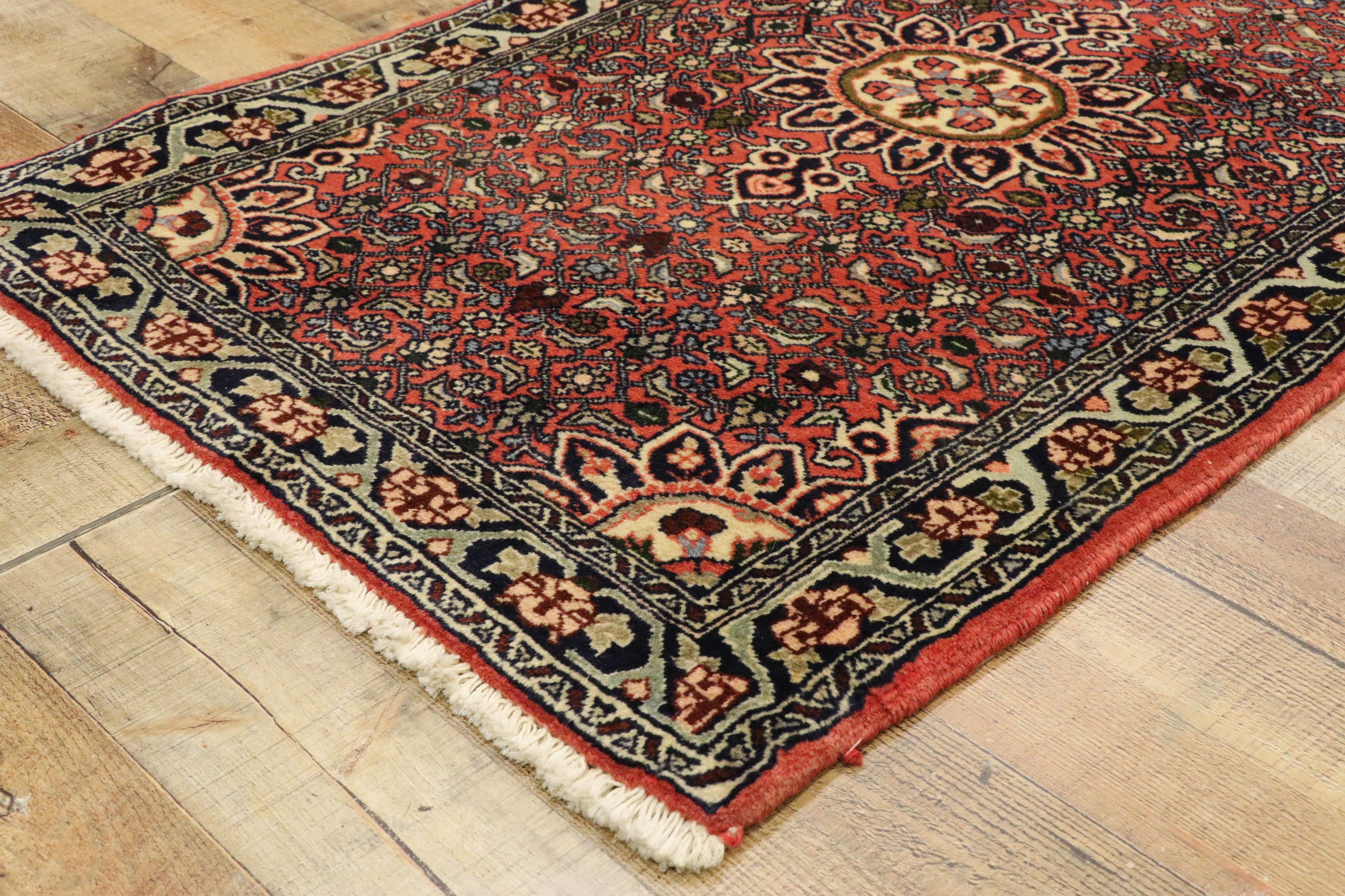 Wool Vintage Persian Bijar Scatter Rug with Traditional Modern Style, Accent Rug For Sale
