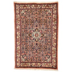 Vintage Persian Bijar Scatter Rug with Traditional Modern Style, Accent Rug