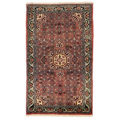 Retro Persian Bijar Scatter Rug with Traditional Modern Style, Accent Rug