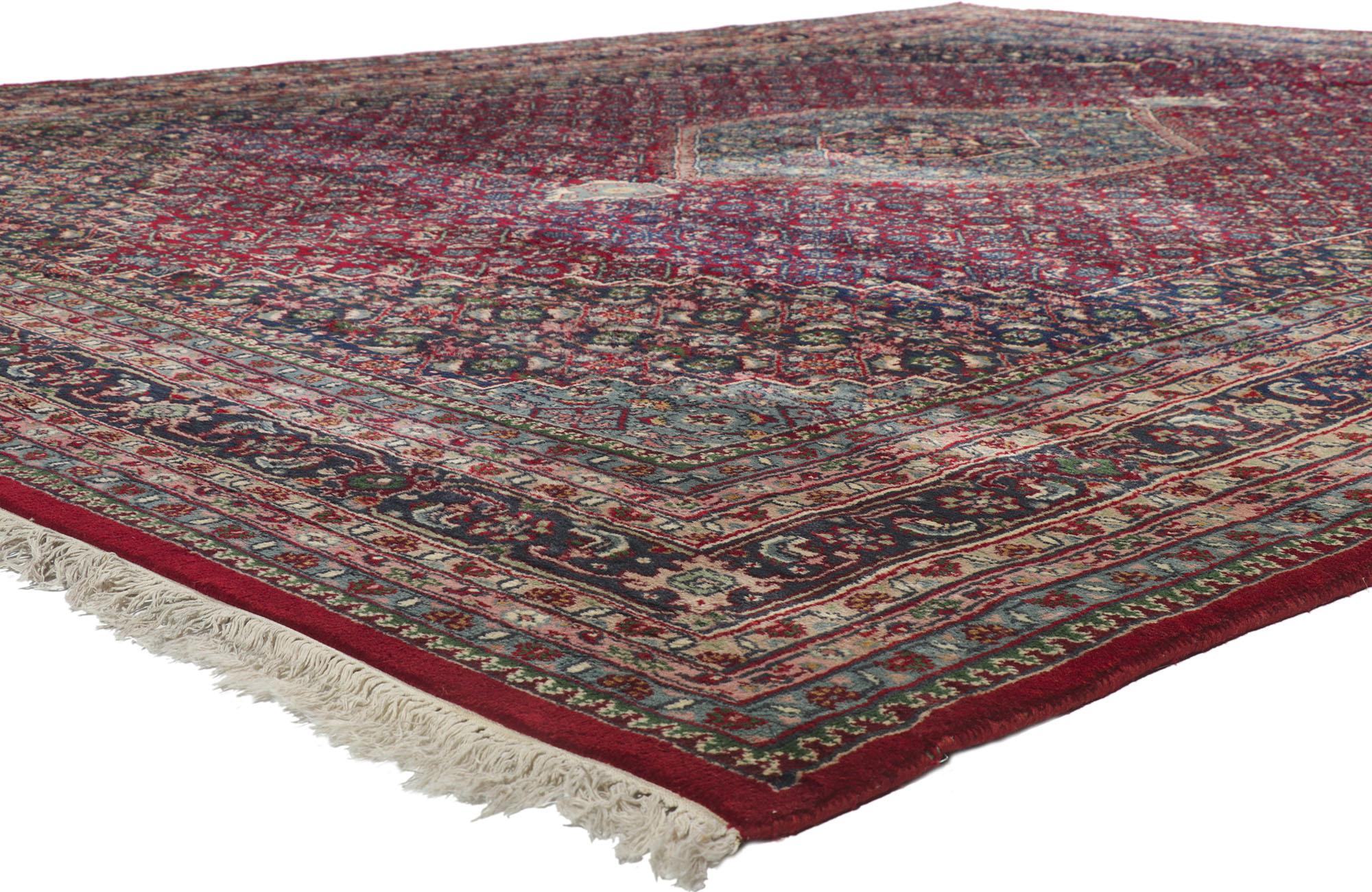 77621 Tapis indien vintage persan de style Bijar, 11'10 x 15'02.