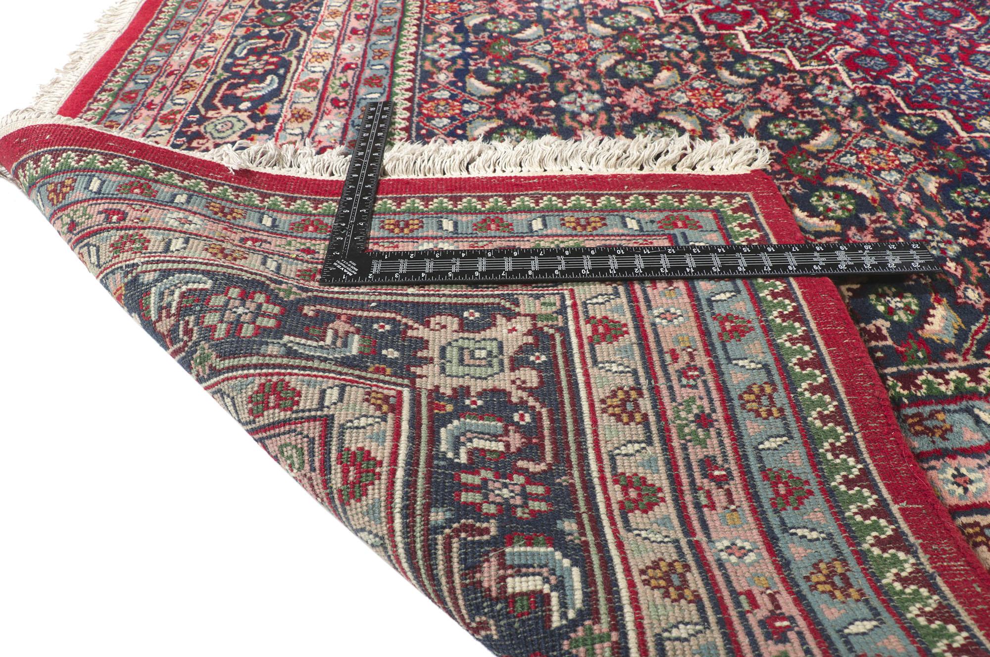 Vintage Persian Bijar Style Indian Rug with Herati Design In Good Condition For Sale In Dallas, TX