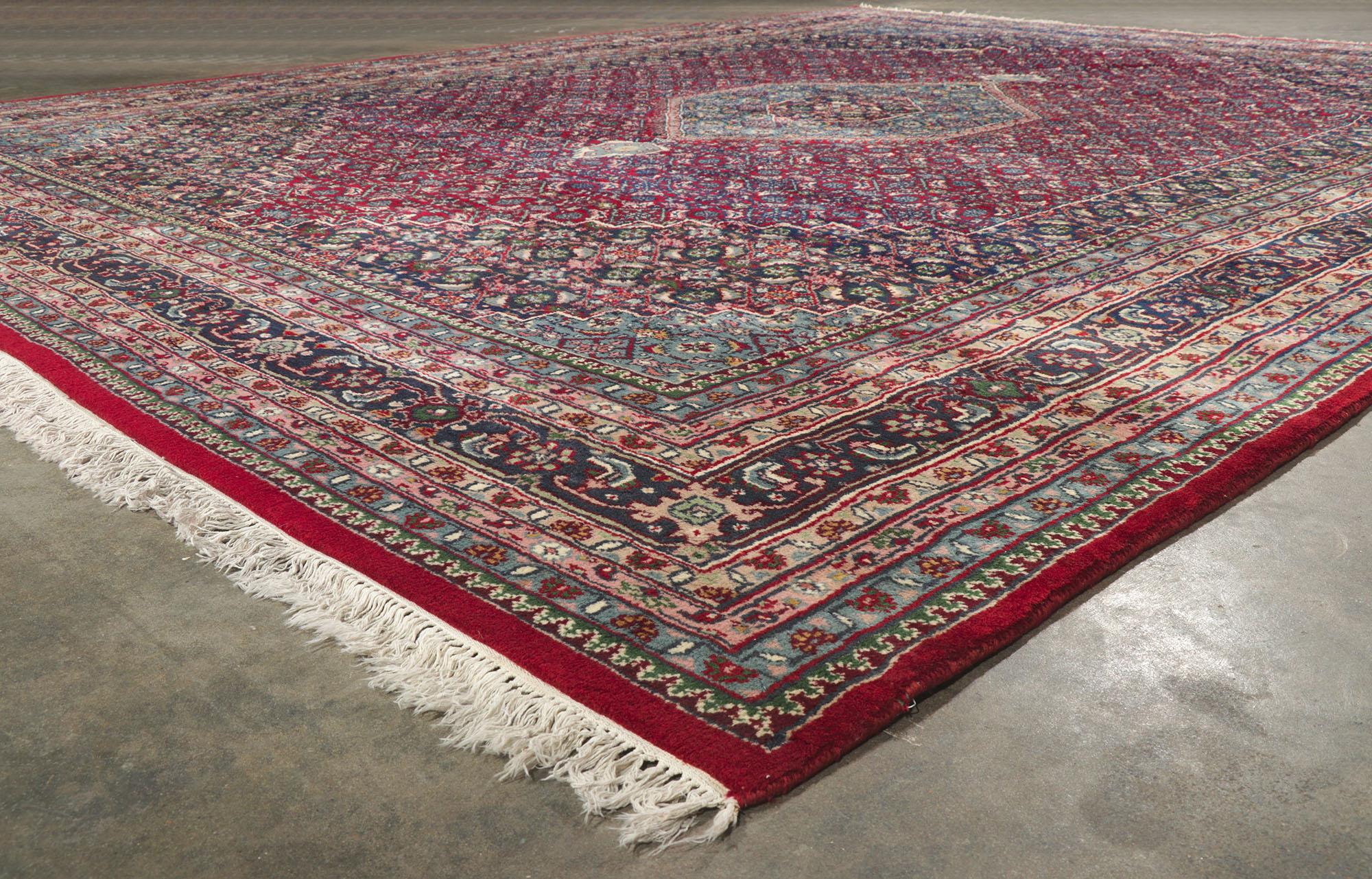 20th Century Vintage Persian Bijar Style Indian Rug with Herati Design For Sale