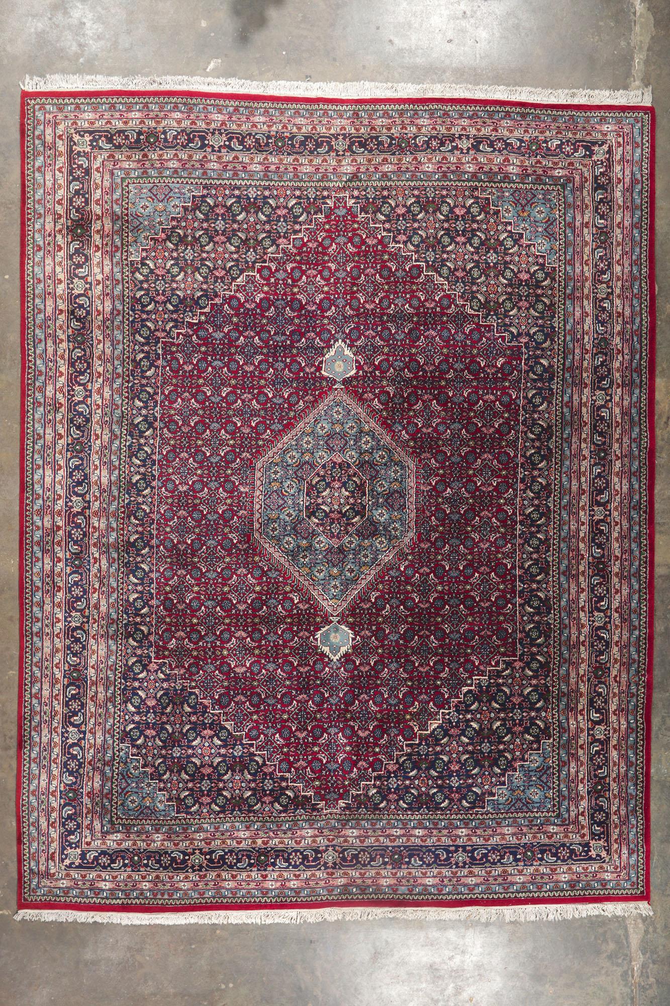Indischer Teppich im persischen Bijar-Stil mit Herati-Design, Persisch im Angebot 1