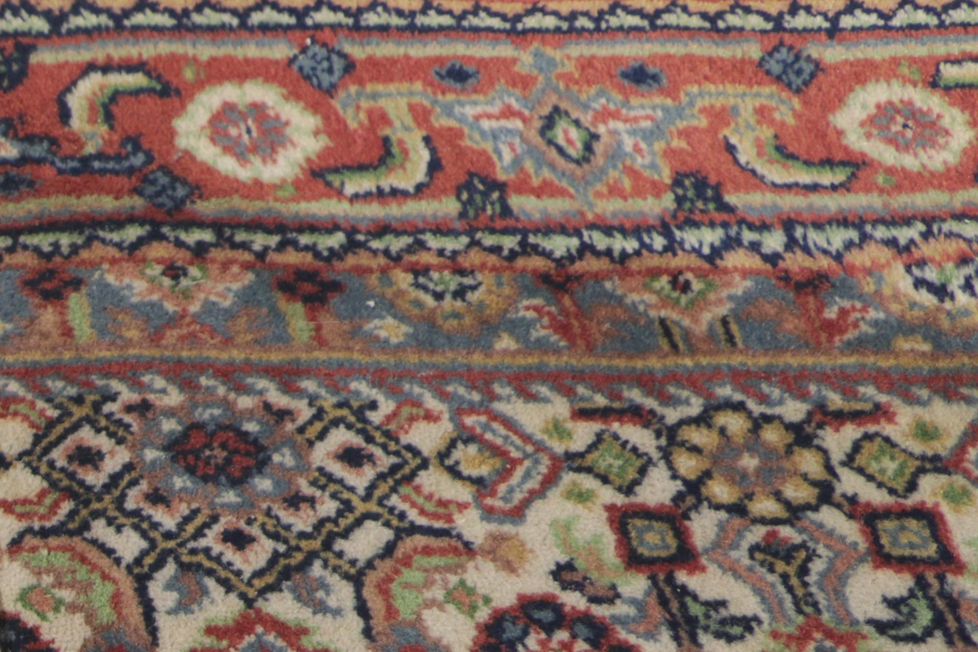 Vintage Persian Bijar Style Indian Runner with Herati Design In Good Condition For Sale In Dallas, TX