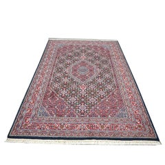 Vintage Persian Bijar Wool 6x9 Red, Black & Ivory Handmade Area Rug