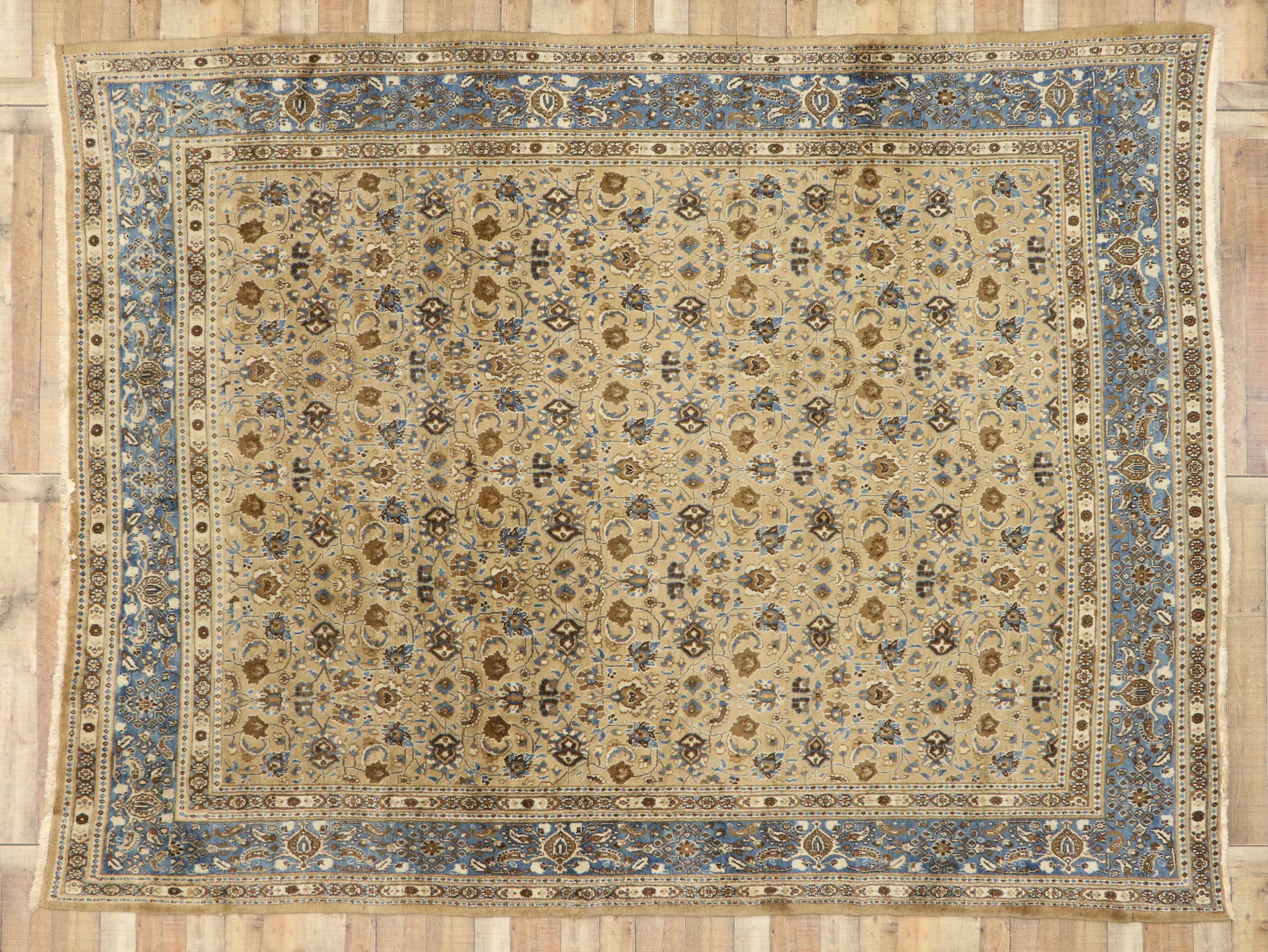 20th Century Vintage Persian Birjand Area Rug with Traditional Style