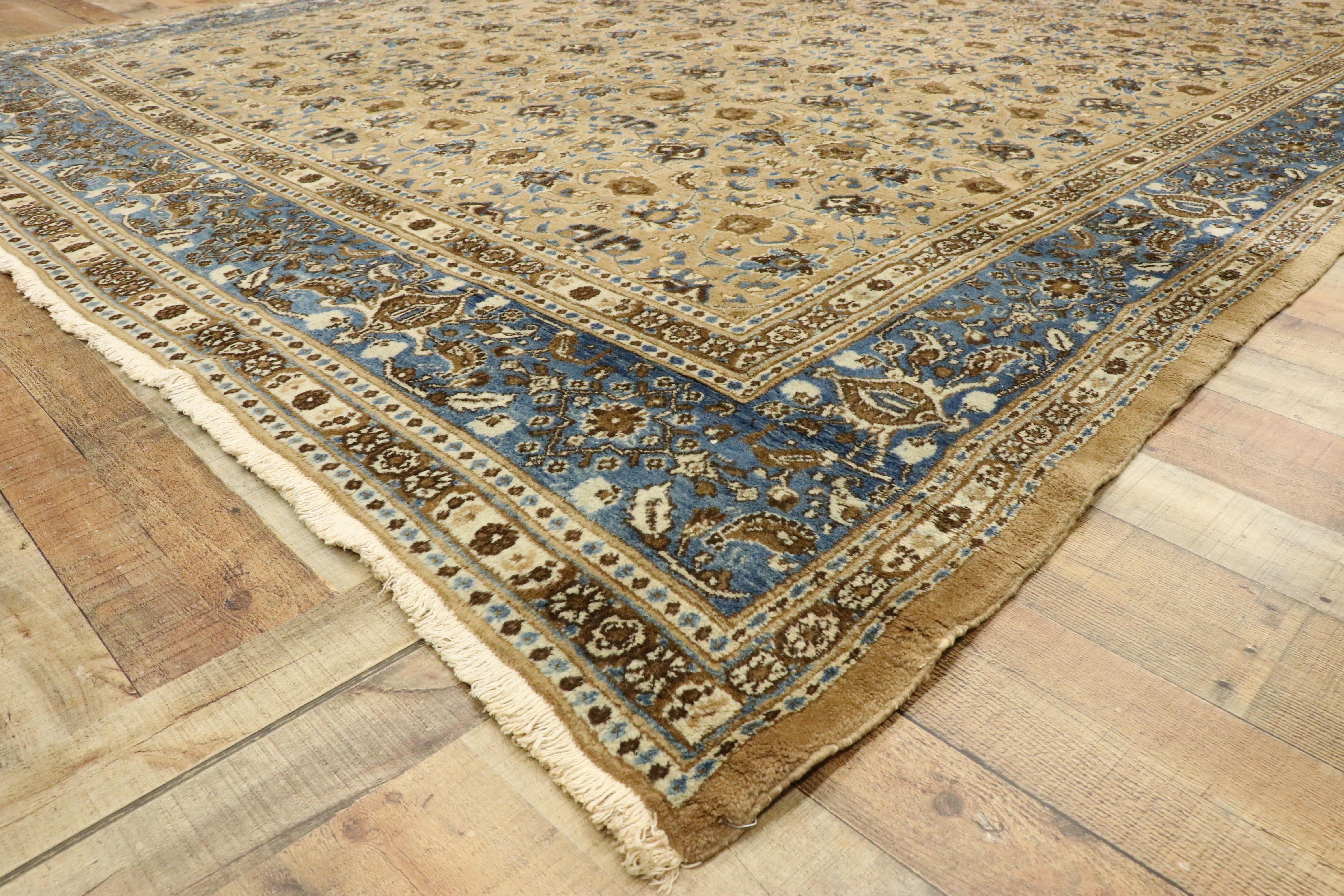 Hand-Knotted Vintage Persian Birjand Area Rug with Traditional Style