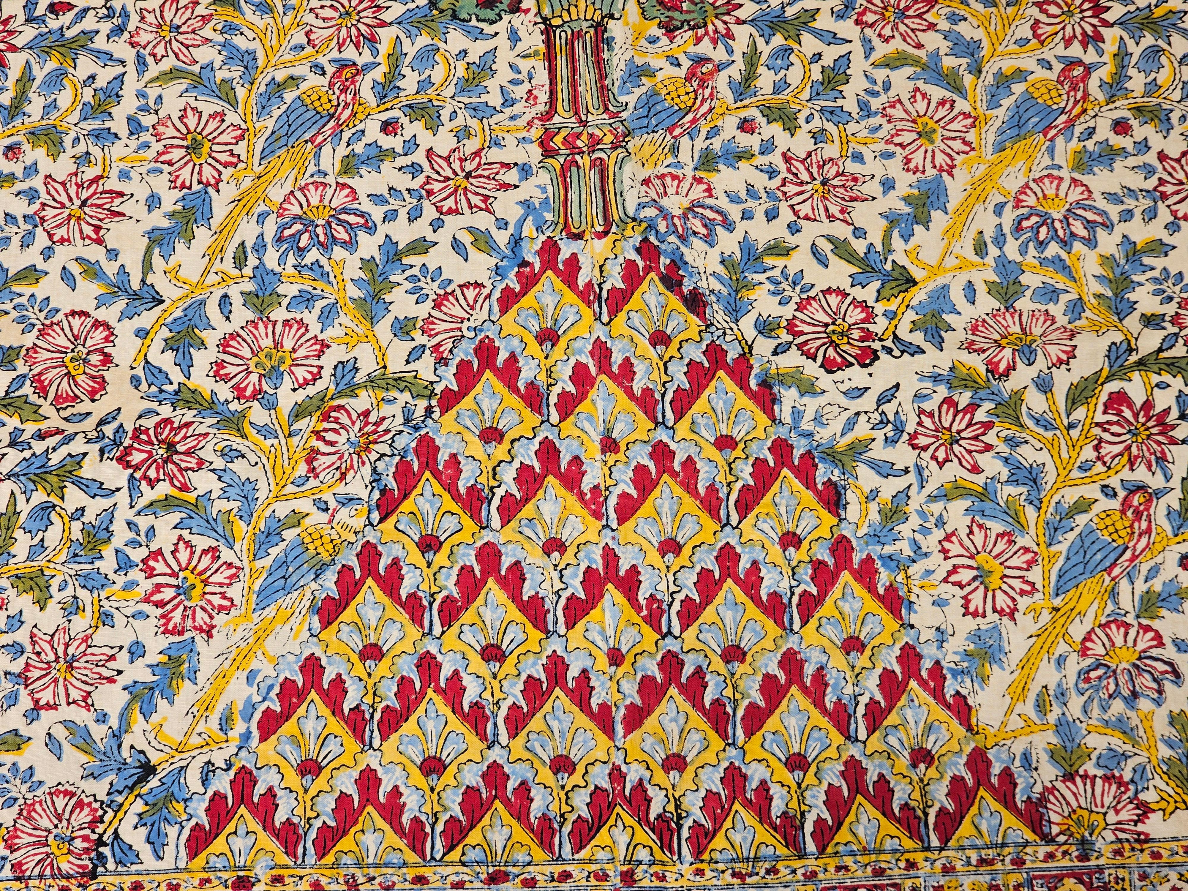 Tejido persa vintage estampado en bloque (Kalamkari) en venta 7