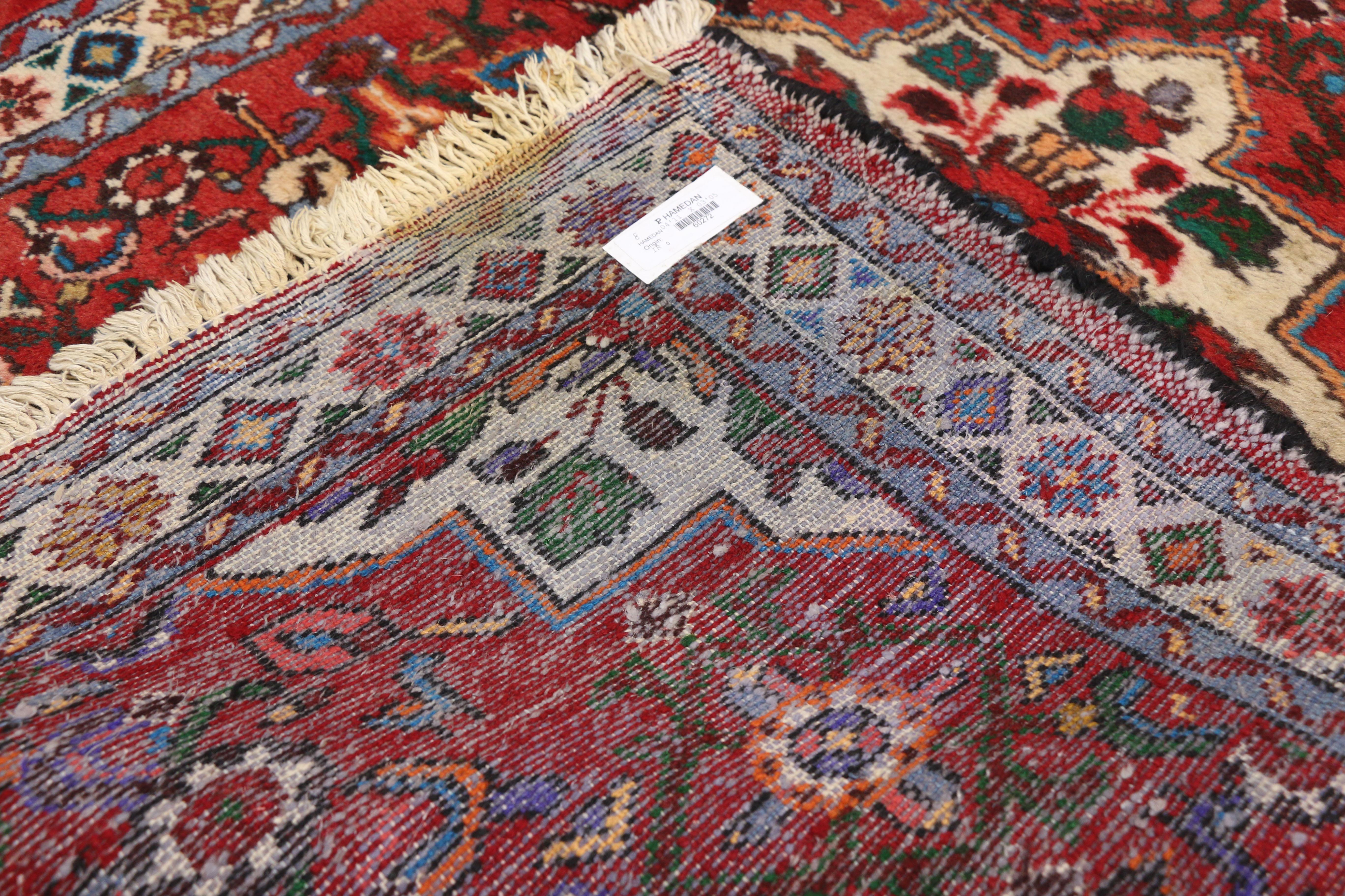 Hand-Knotted Vintage Persian Borchelou Hamadan Rug, Entry or Foyer Rug For Sale