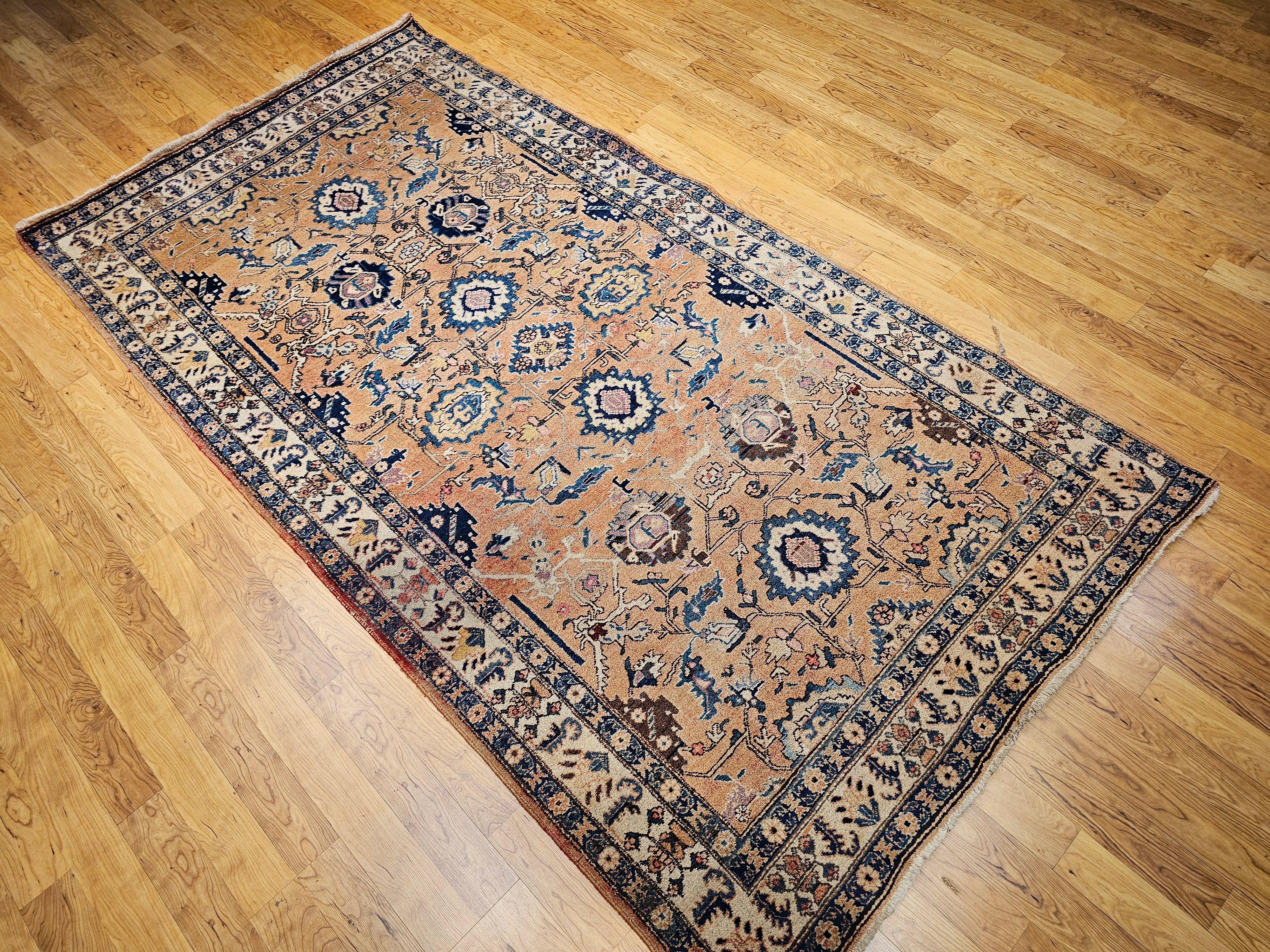Hand-Knotted Vintage Persian Camel Hair Malayer For Sale