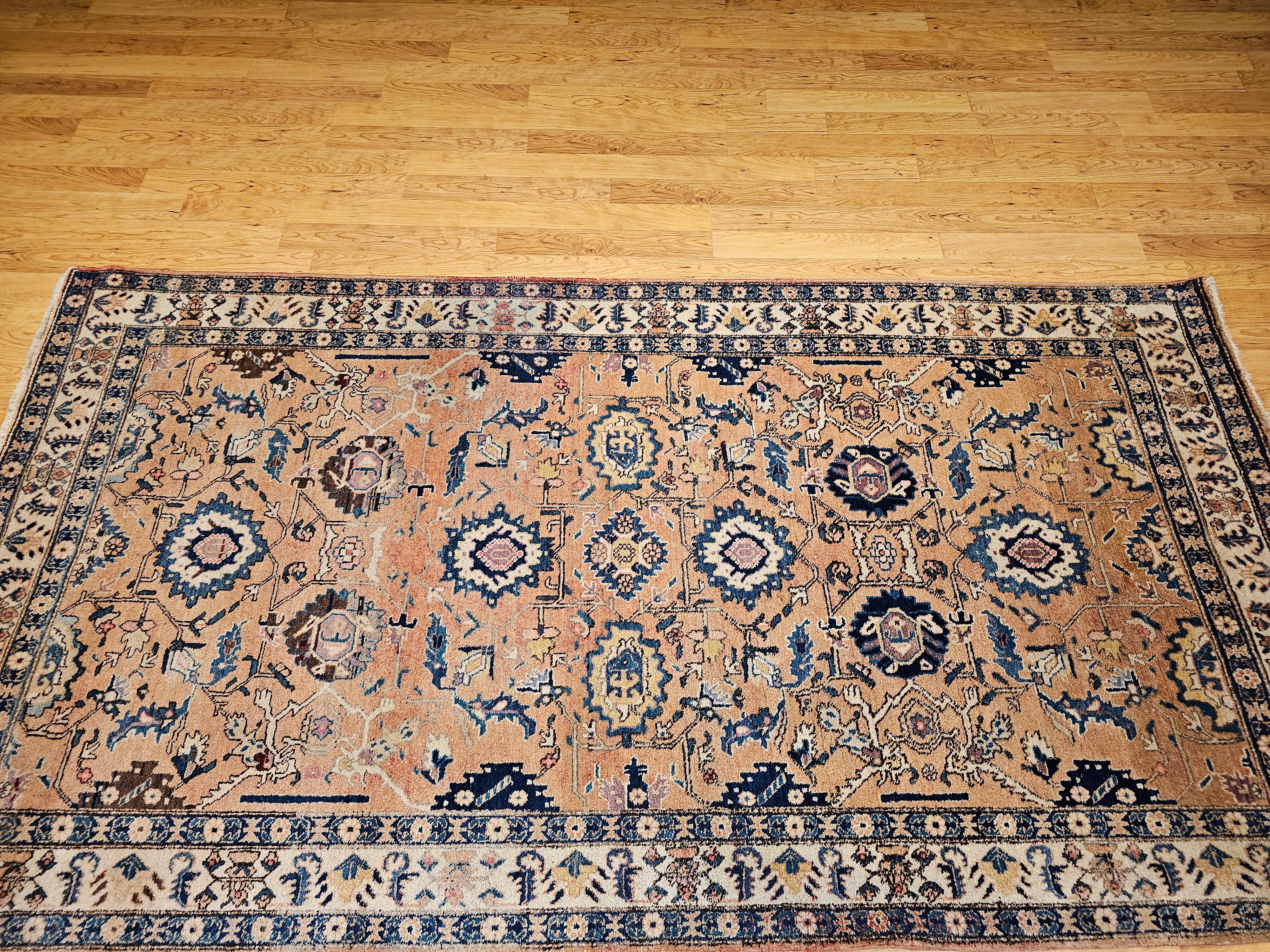 Wool Vintage Persian Camel Hair Malayer For Sale