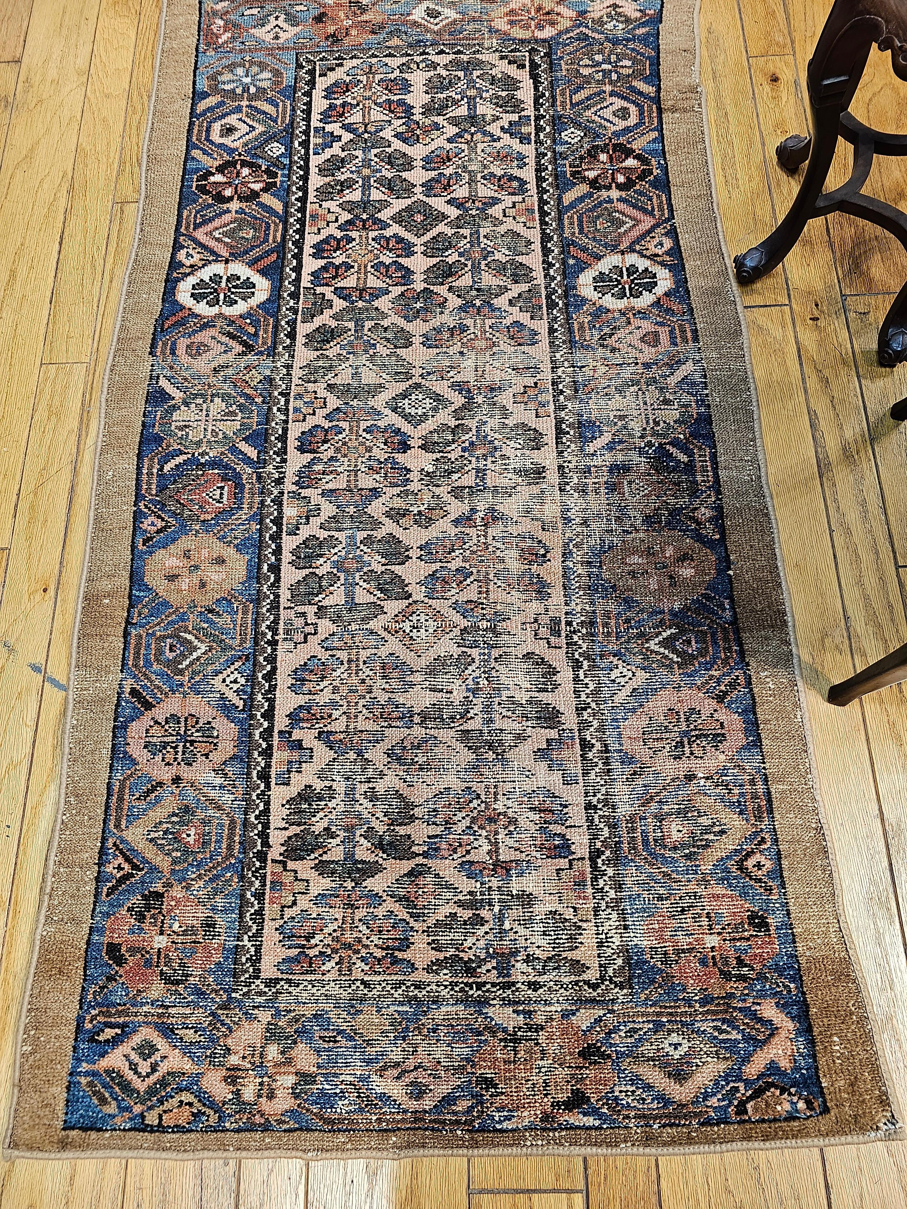 Vintage Persian Camelhair Malayer Area Rug in Allover Pattern with French Blue For Sale 6