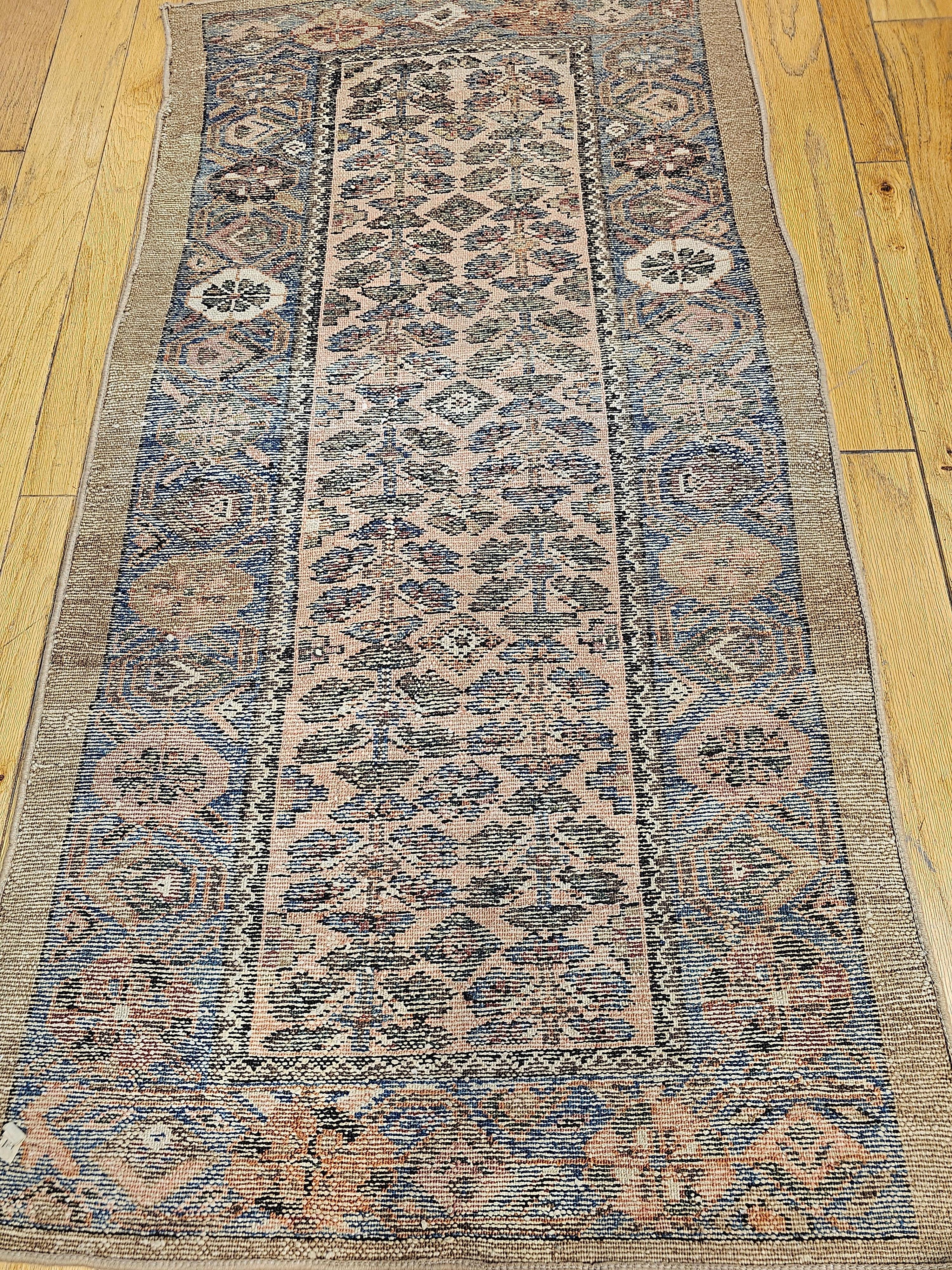 Vintage Persian Camelhair Malayer Area Rug in Allover Pattern with French Blue For Sale 7