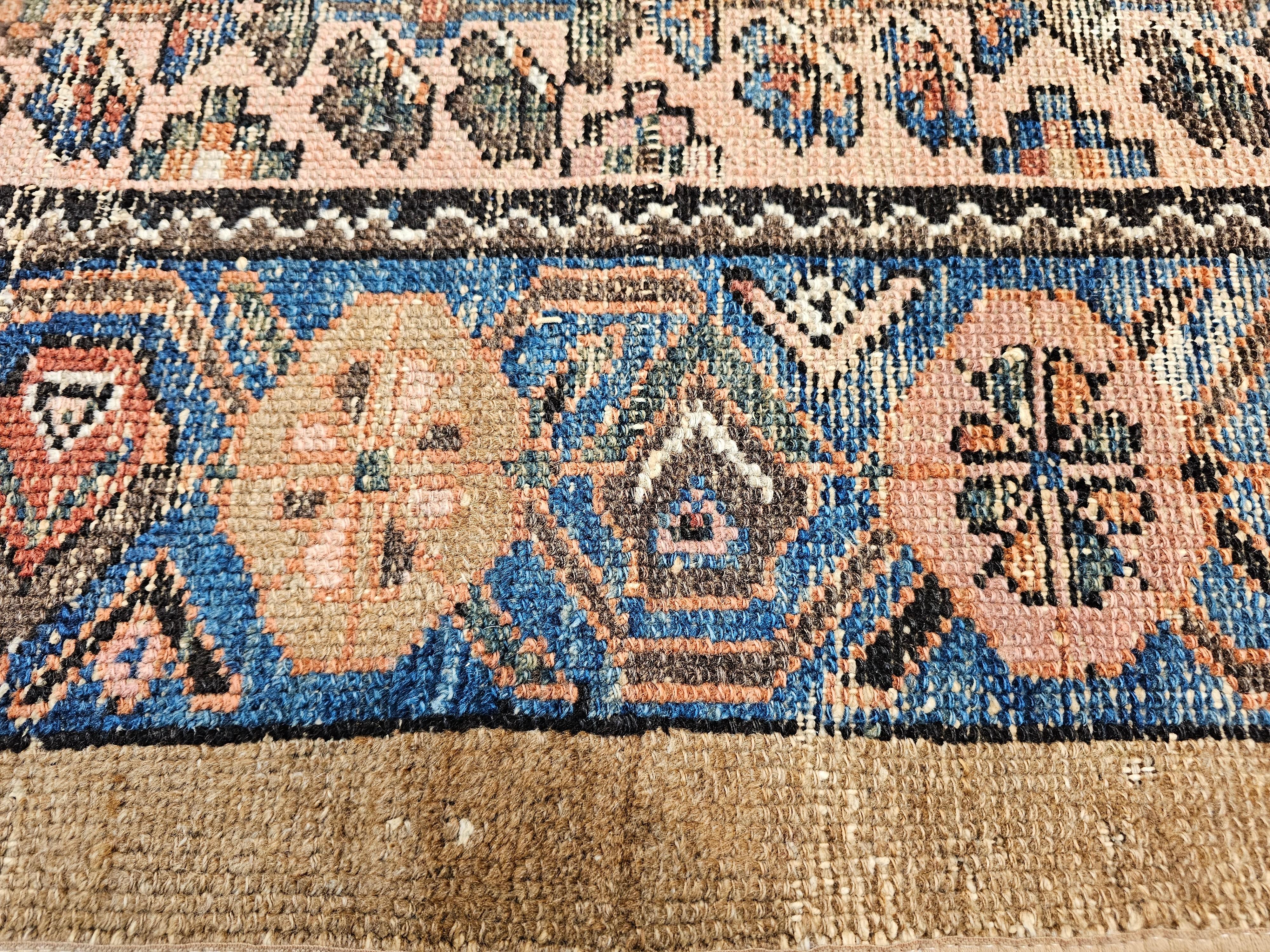 Vintage Persian Camelhair Malayer Area Rug in Allover Pattern with French Blue For Sale 2
