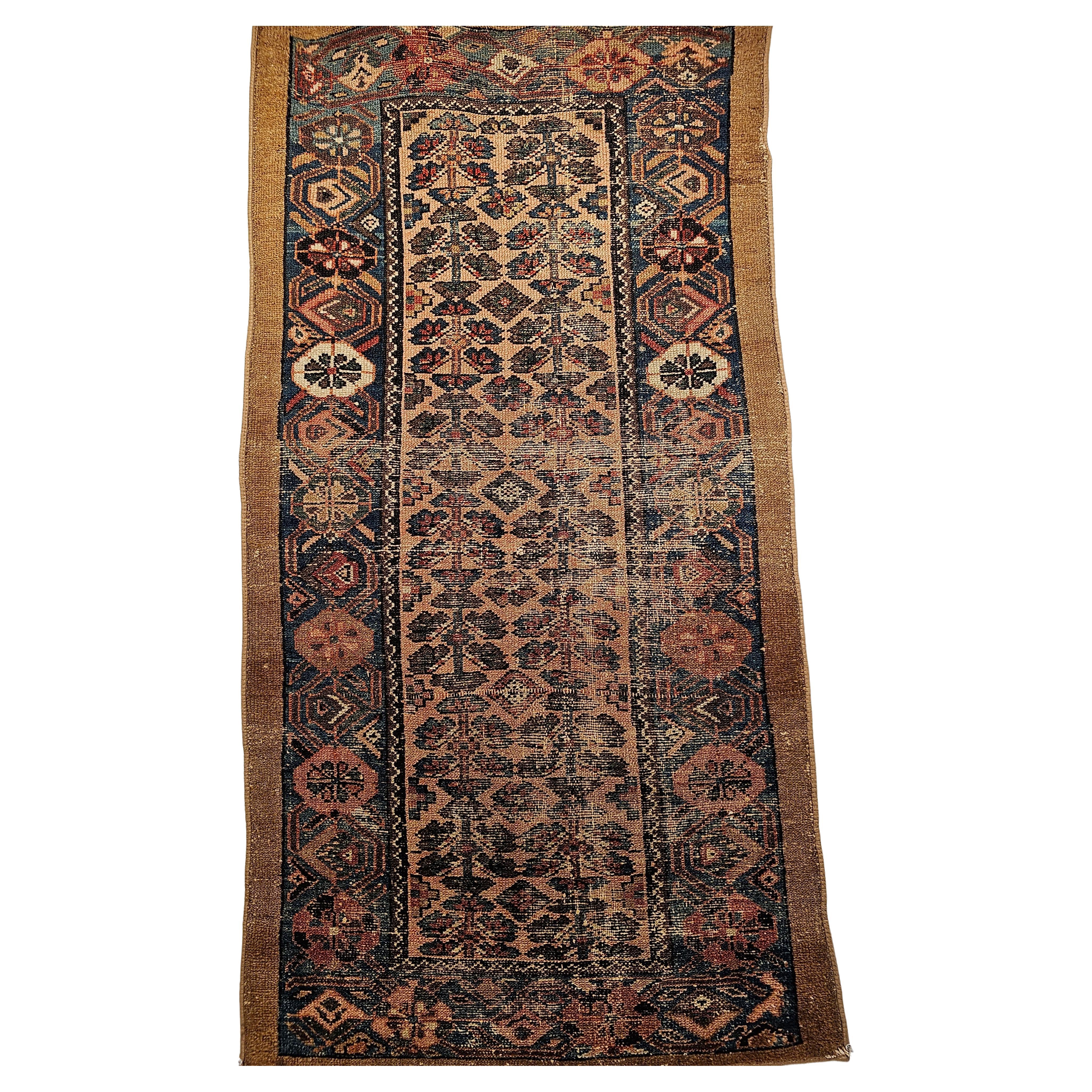 Vintage Persian Camelhair Malayer Area Rug in Allover Pattern with French Blue For Sale