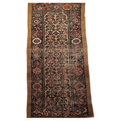 Antique Persian Camelhair Malayer Area Rug in Allover Pattern with French Blue