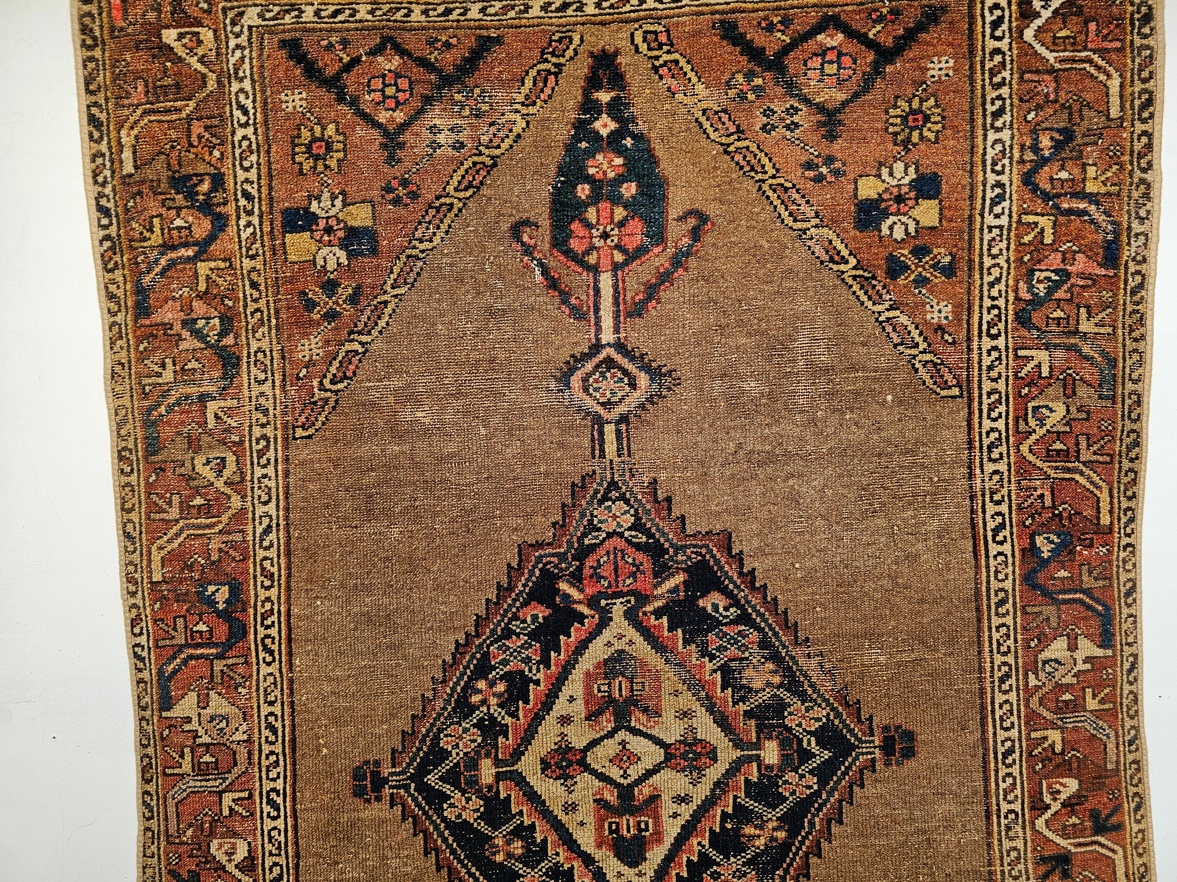 Vintage Persian Camelhair Malayer Area Rug For Sale 1