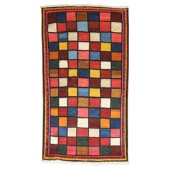 Vintage Persian Checkerboard Gabbeh Rug