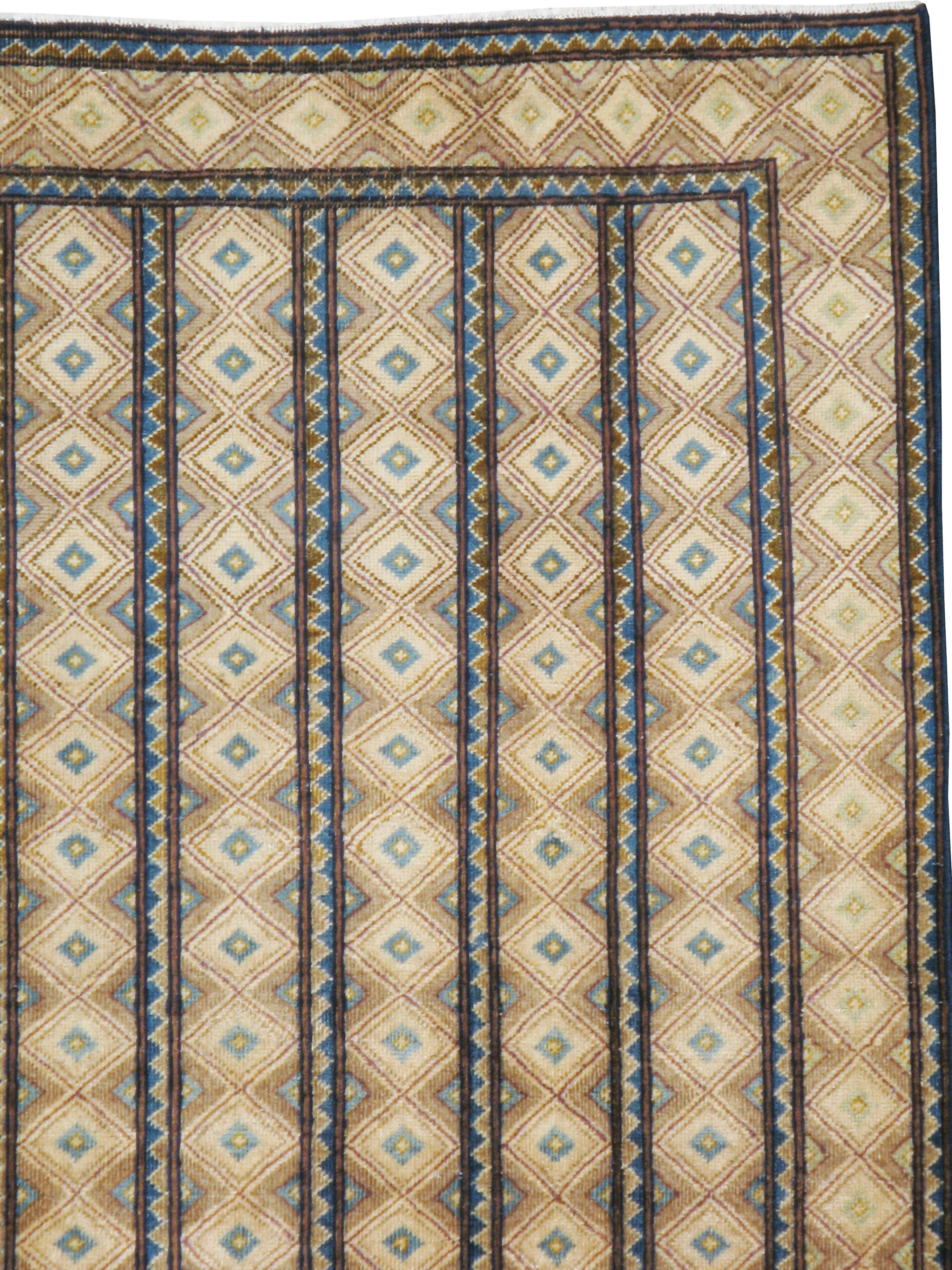 Hand-Knotted Vintage Persian Deco Rug For Sale