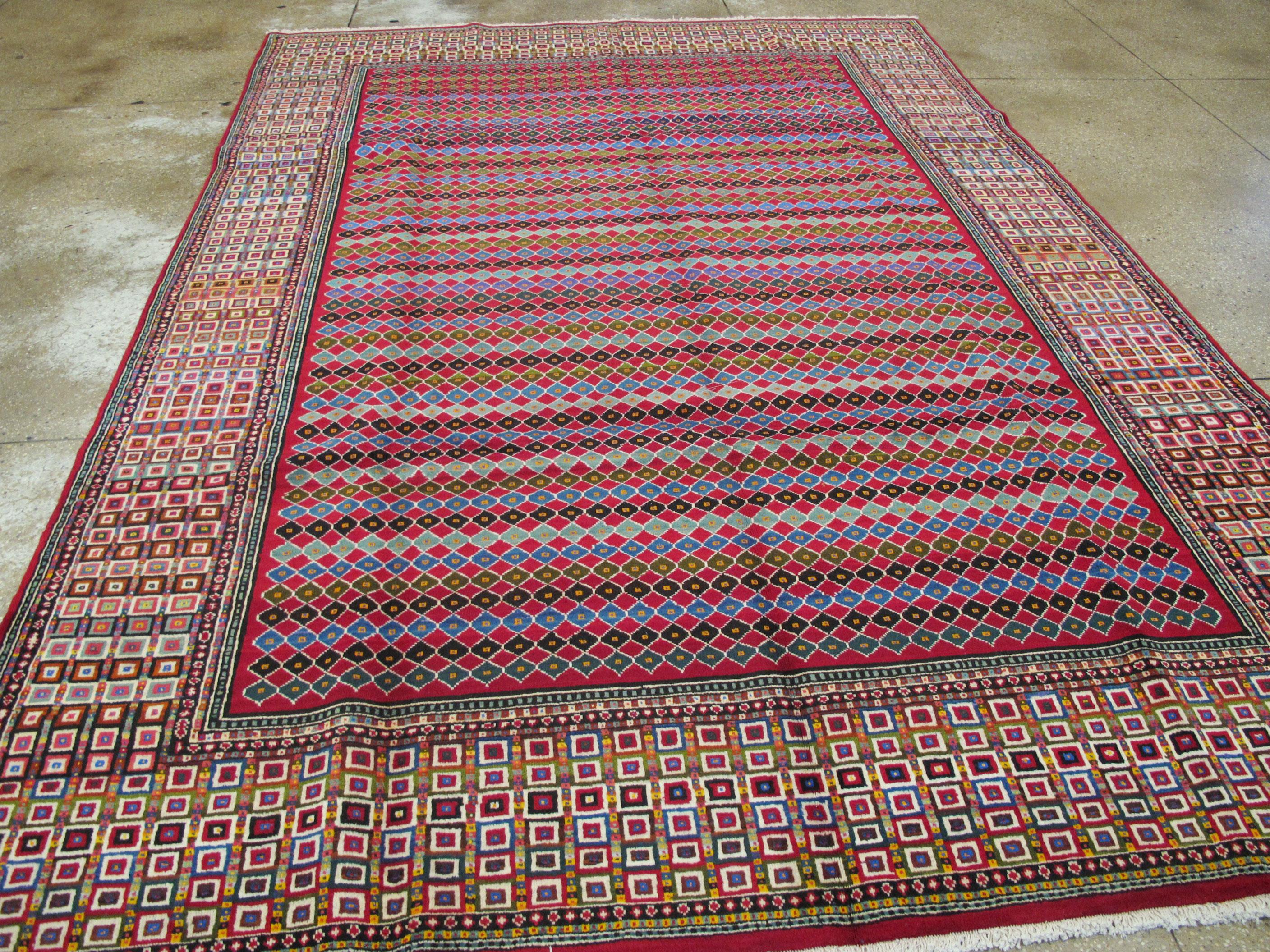 20th Century Vintage Persian Deco Rug For Sale