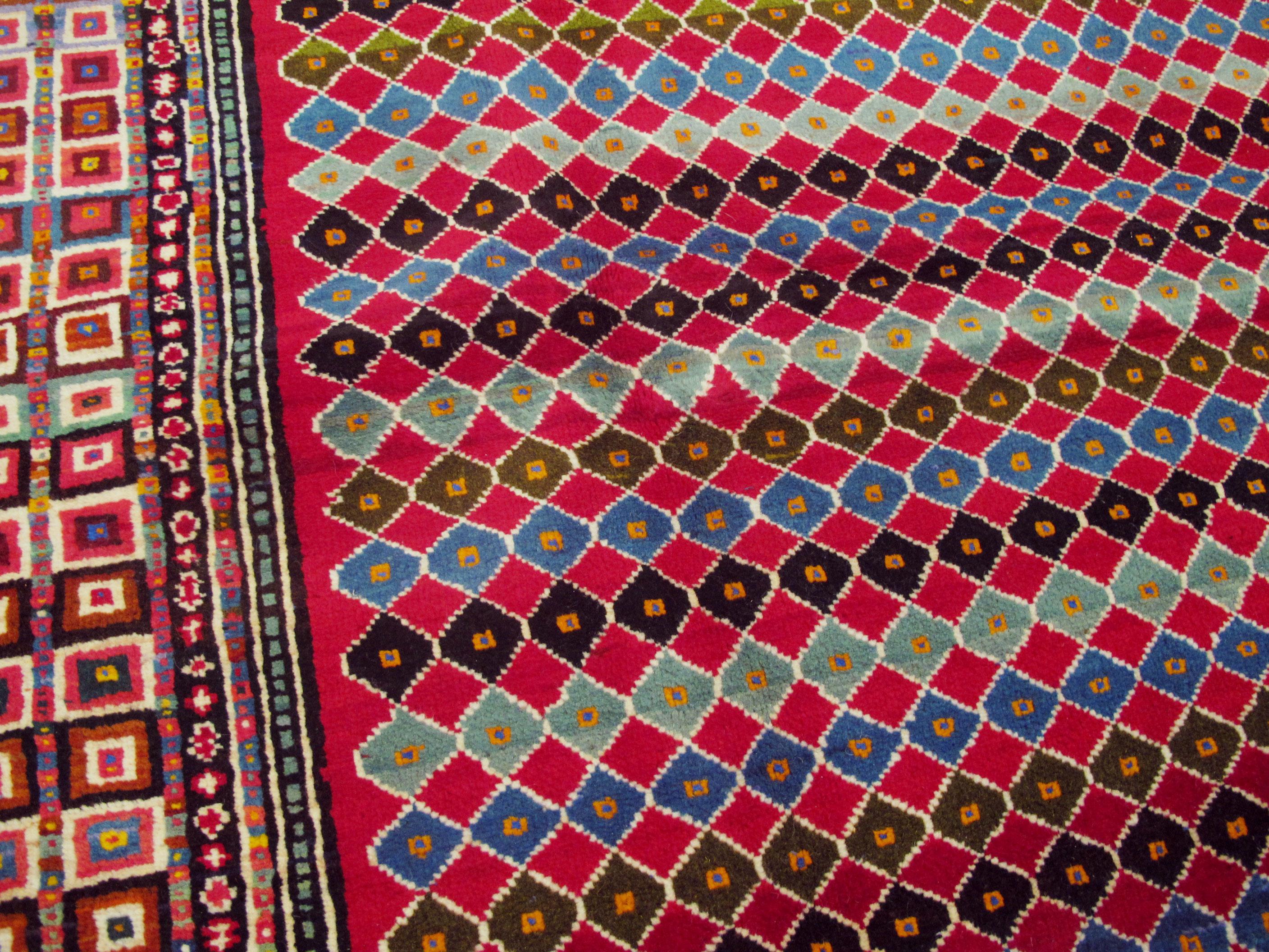 Wool Vintage Persian Deco Rug For Sale