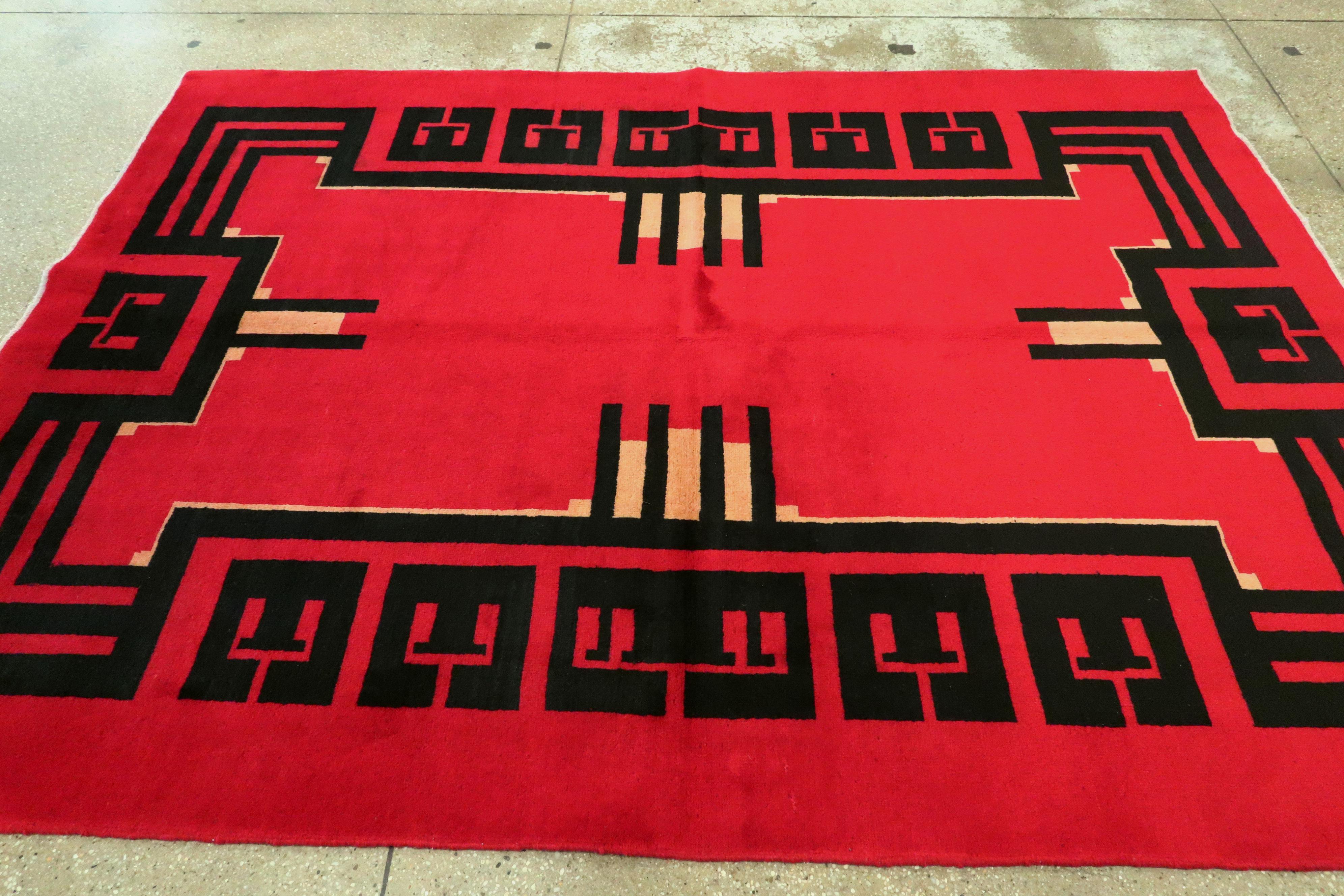 Vintage Persian Art Deco Rug Inspired By Edward McKnight Kauffer For Sale 2