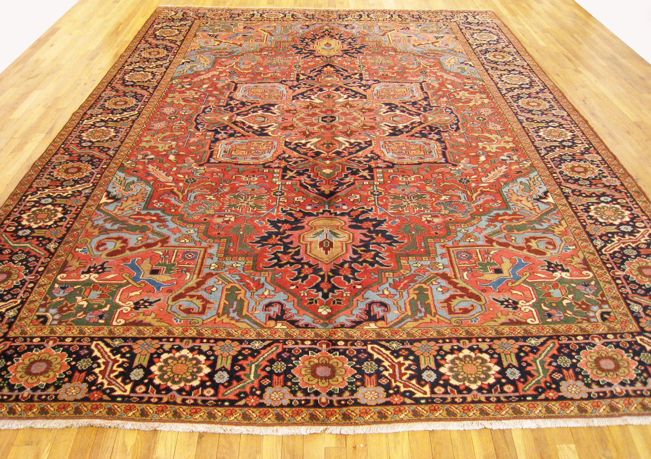 Hand-Knotted Vintage Persian Decorative Orienta Herizl Rug in Room Size