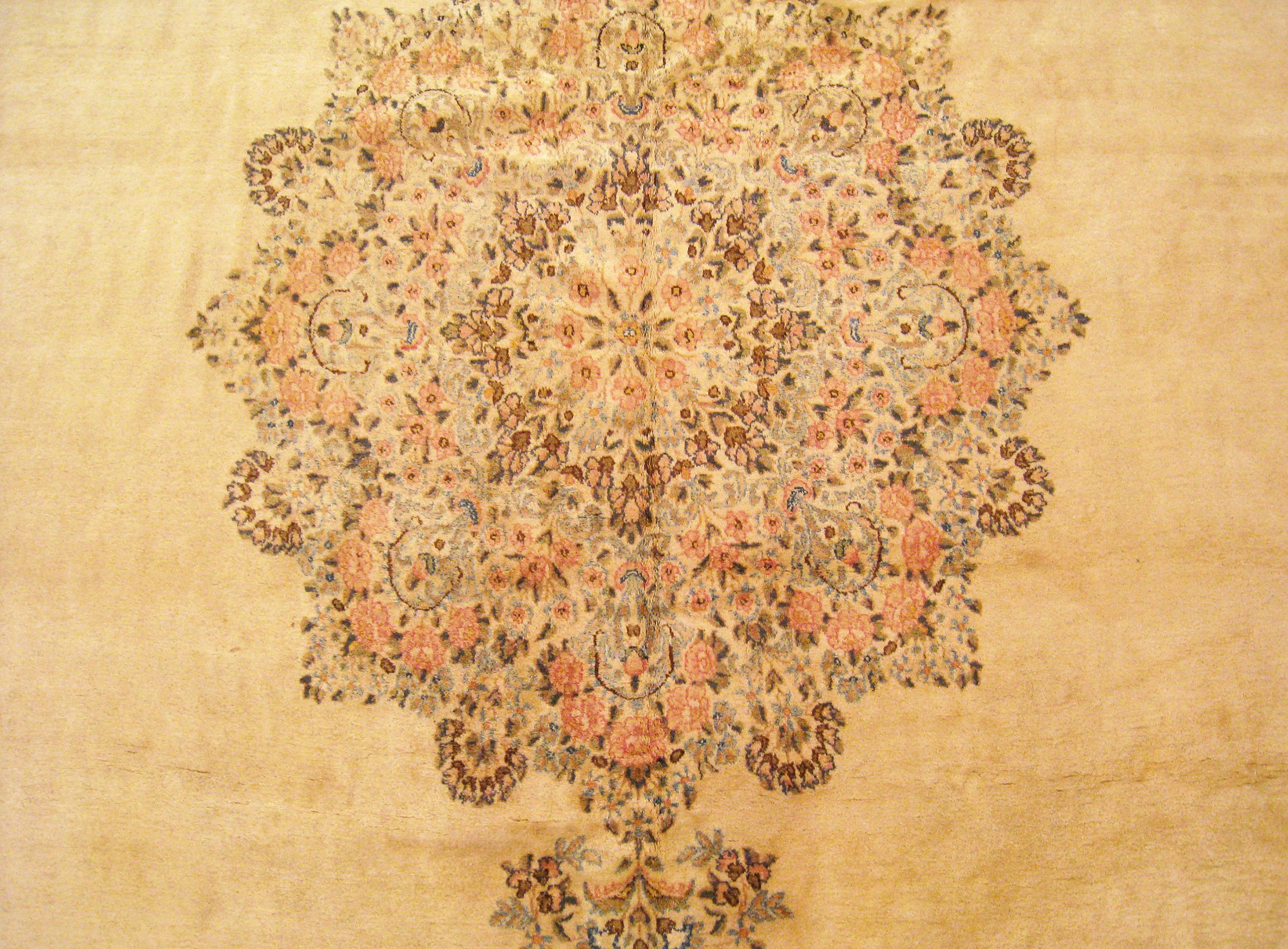 Vintage Persian Decorative Orienta Kerman Rug in Room Size  For Sale 1