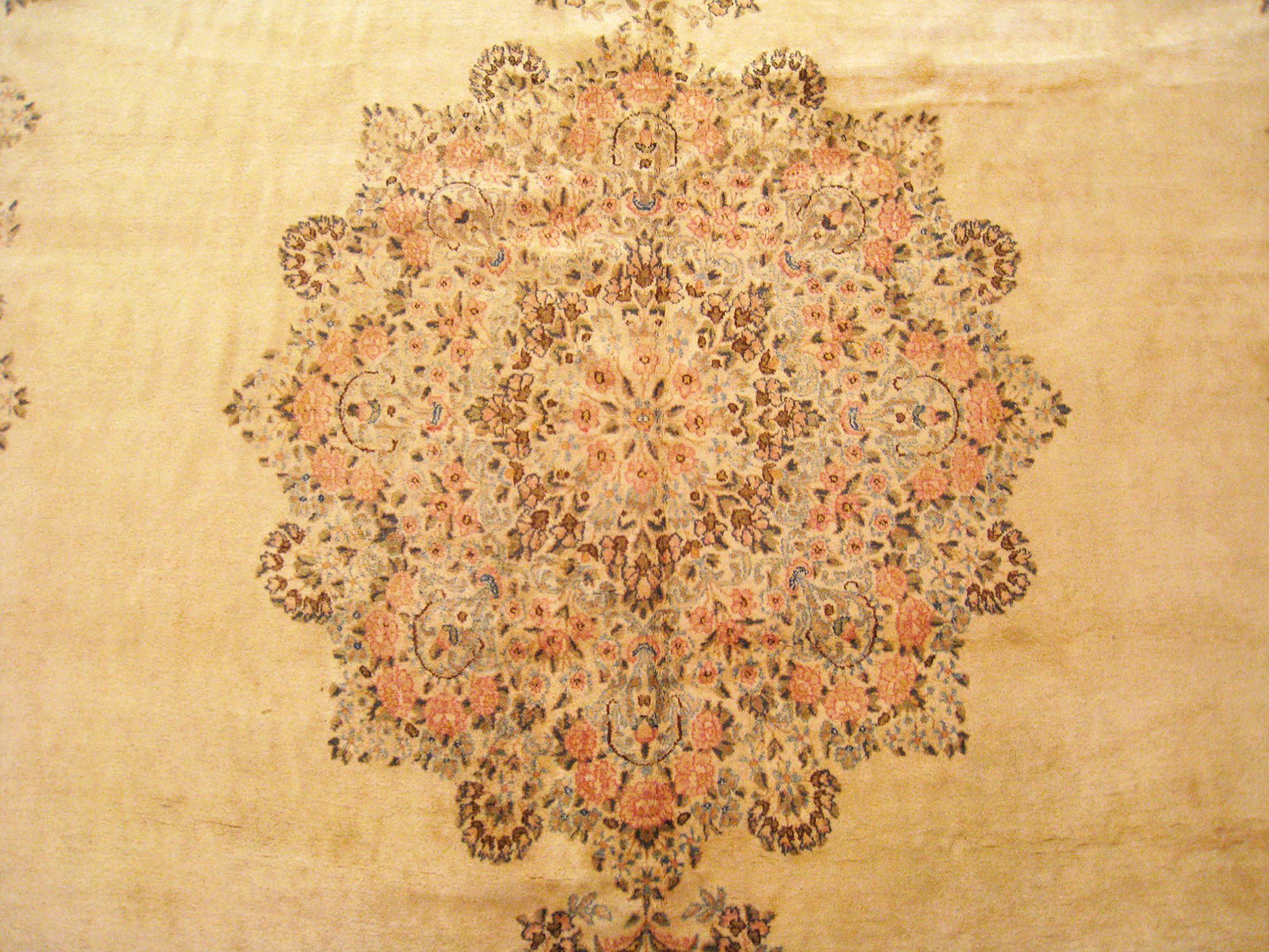 Vintage Persian Decorative Orienta Kerman Rug in Room Size  For Sale 2