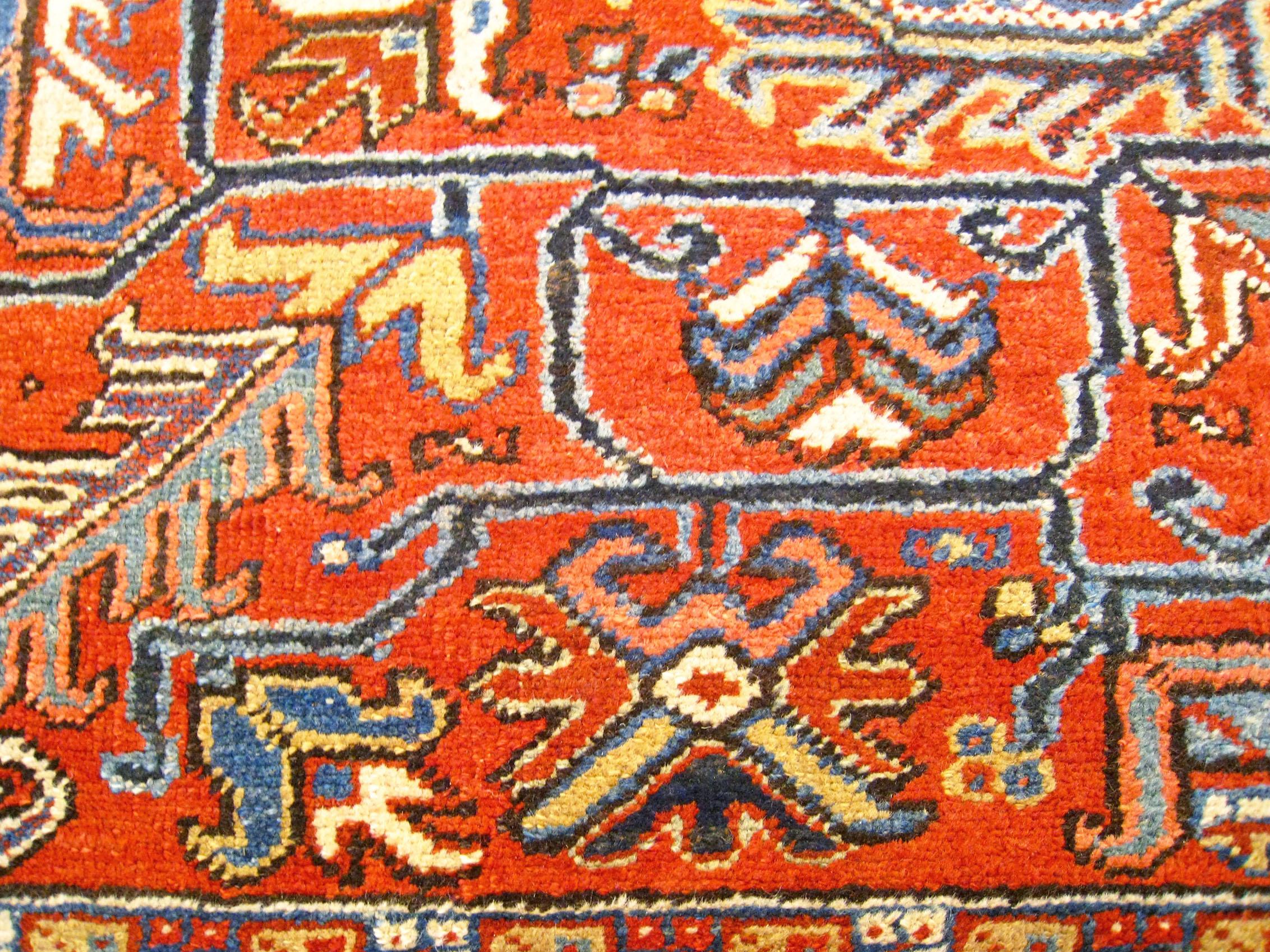 Vintage Persian Decorative Oriental Heriz Rug in Room Size For Sale 4