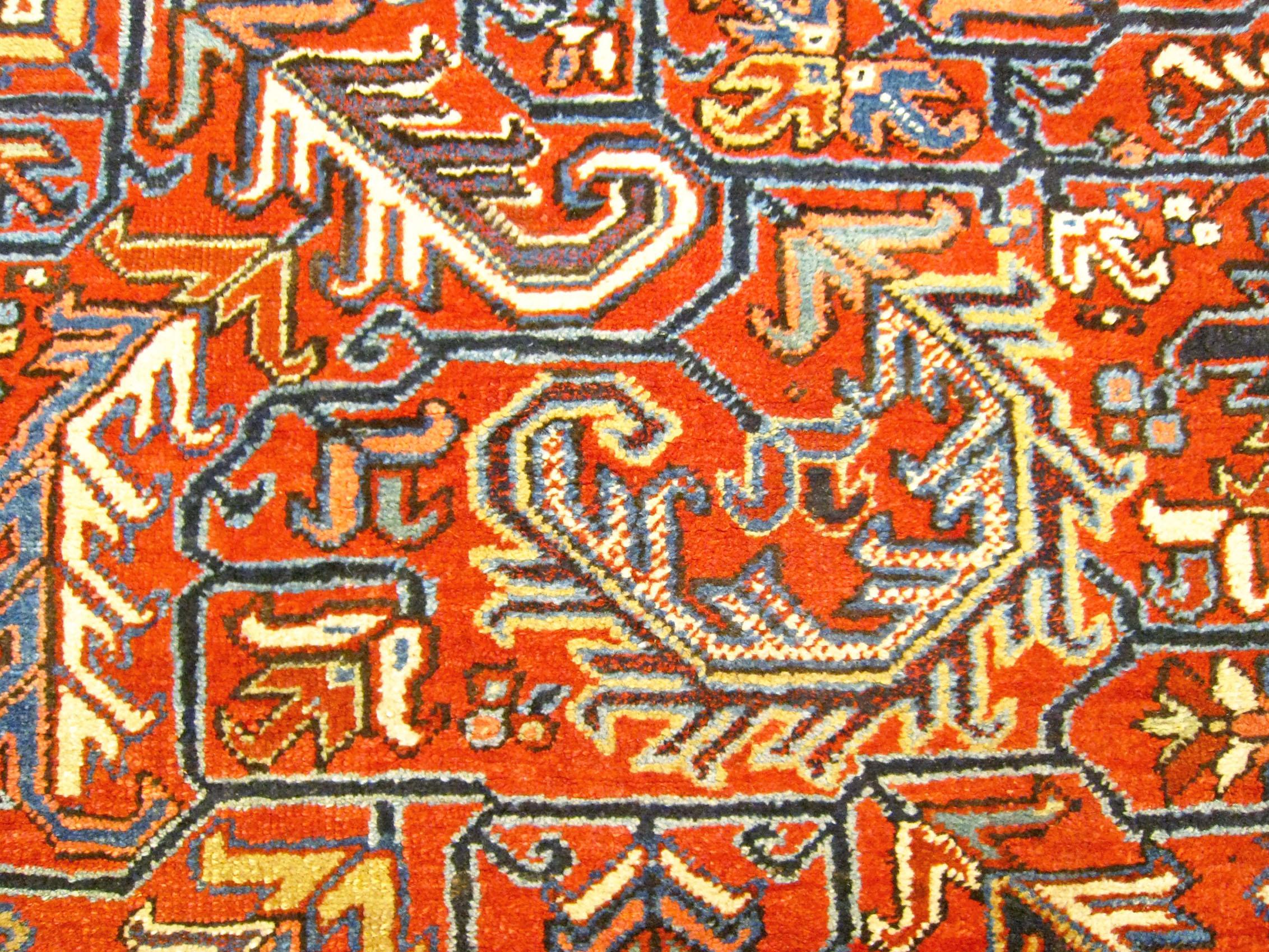 Vintage Persian Decorative Oriental Heriz Rug in Room Size For Sale 5