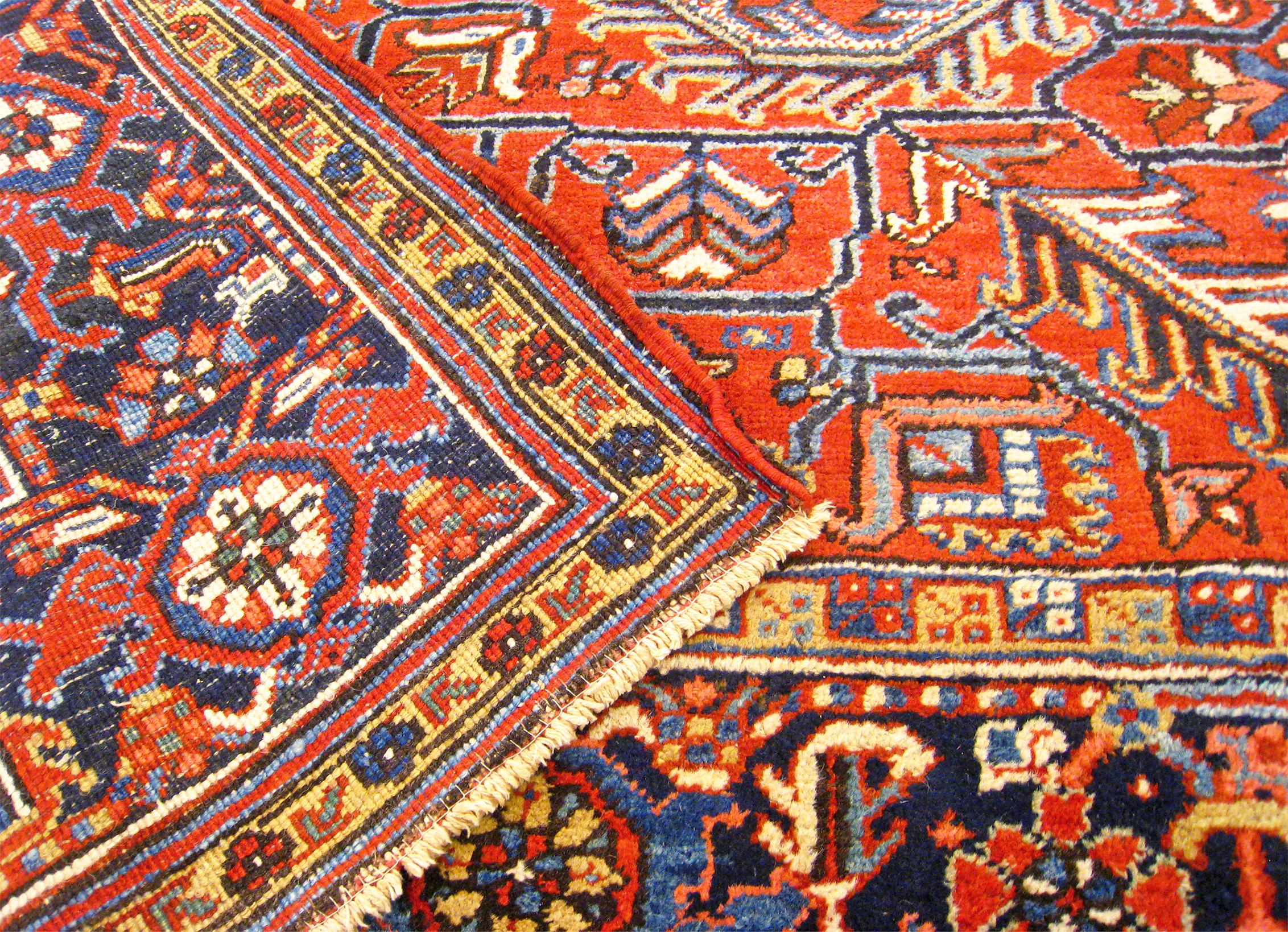 Vintage Persian Decorative Oriental Heriz Rug in Room Size For Sale 6